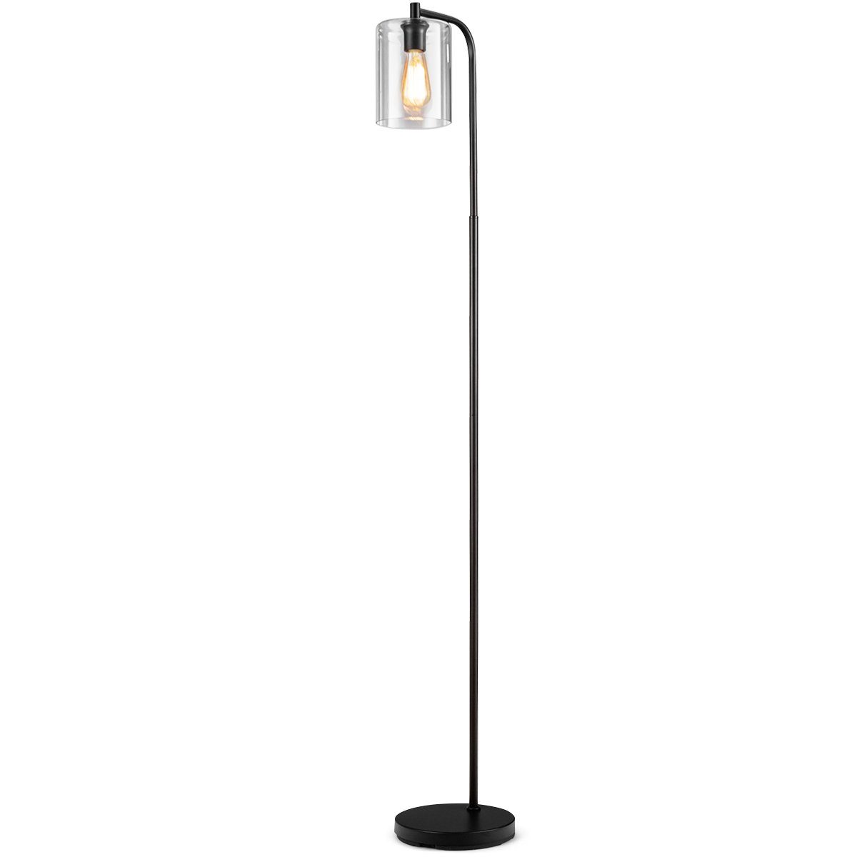Fußschalter, 168cm Glaslampenschirm ohne Leuchtmittel, COSTWAY mit Stehlampe,
