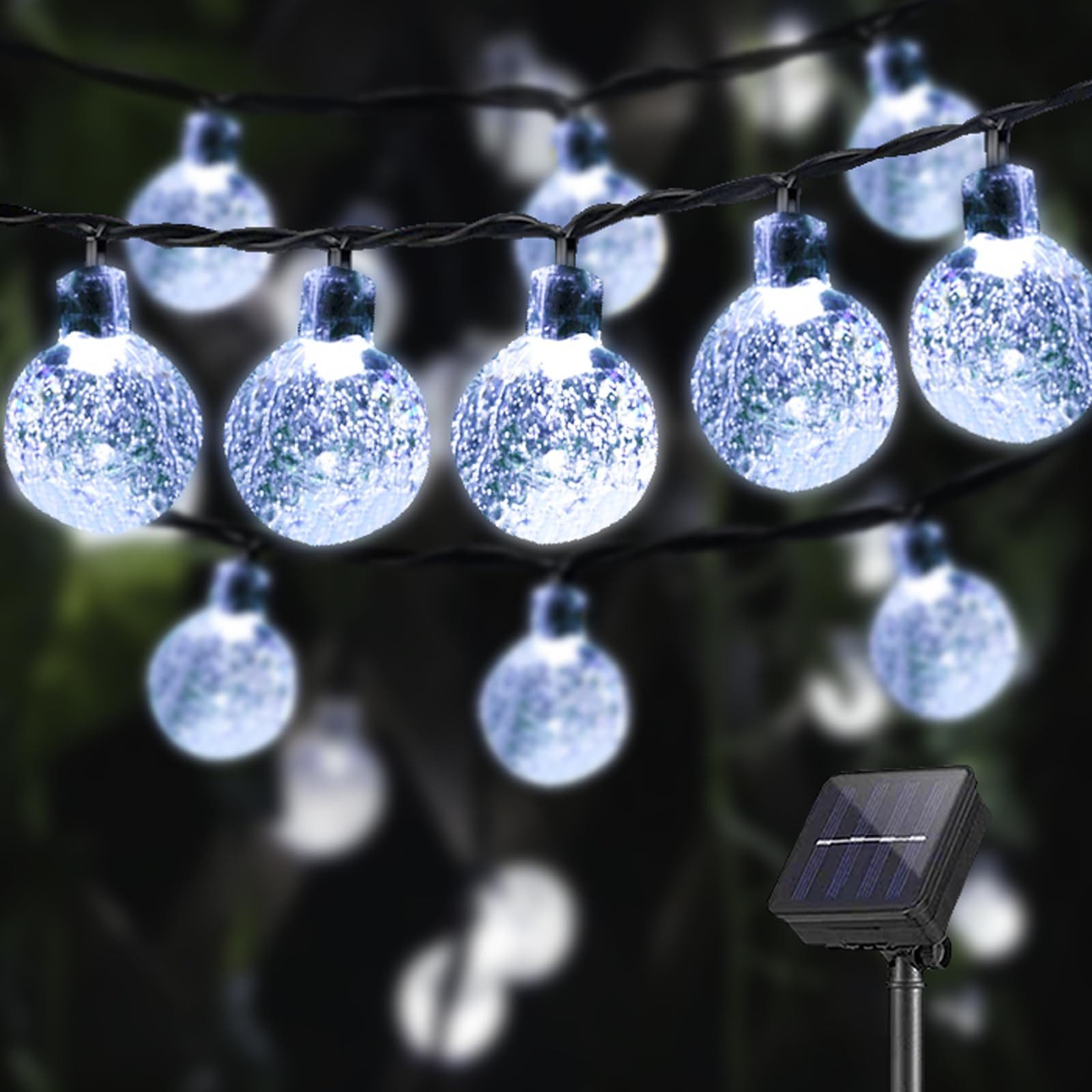 LQWELL LED-Lichterkette LED Kugel-Lichterkette Außen Solar Gartenleuchte, Wasserdichte, für Patio Garten Weihnachten Seifenblasen-Kristallkugel