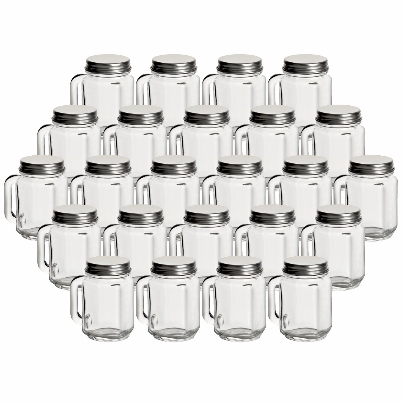 gouveo Schnapsglas Trinkgläser 30 ml mit Schraubdeckel - Mini Trinkglas 0,03 l mit Henkel, 24 Stück