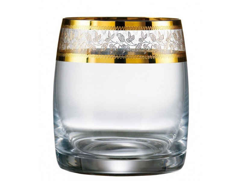 Crystalex Likörglas Ideal Gold 60 ml 6er Set, Kristallglas, Kristallglas, Goldrand, Gold Gravur