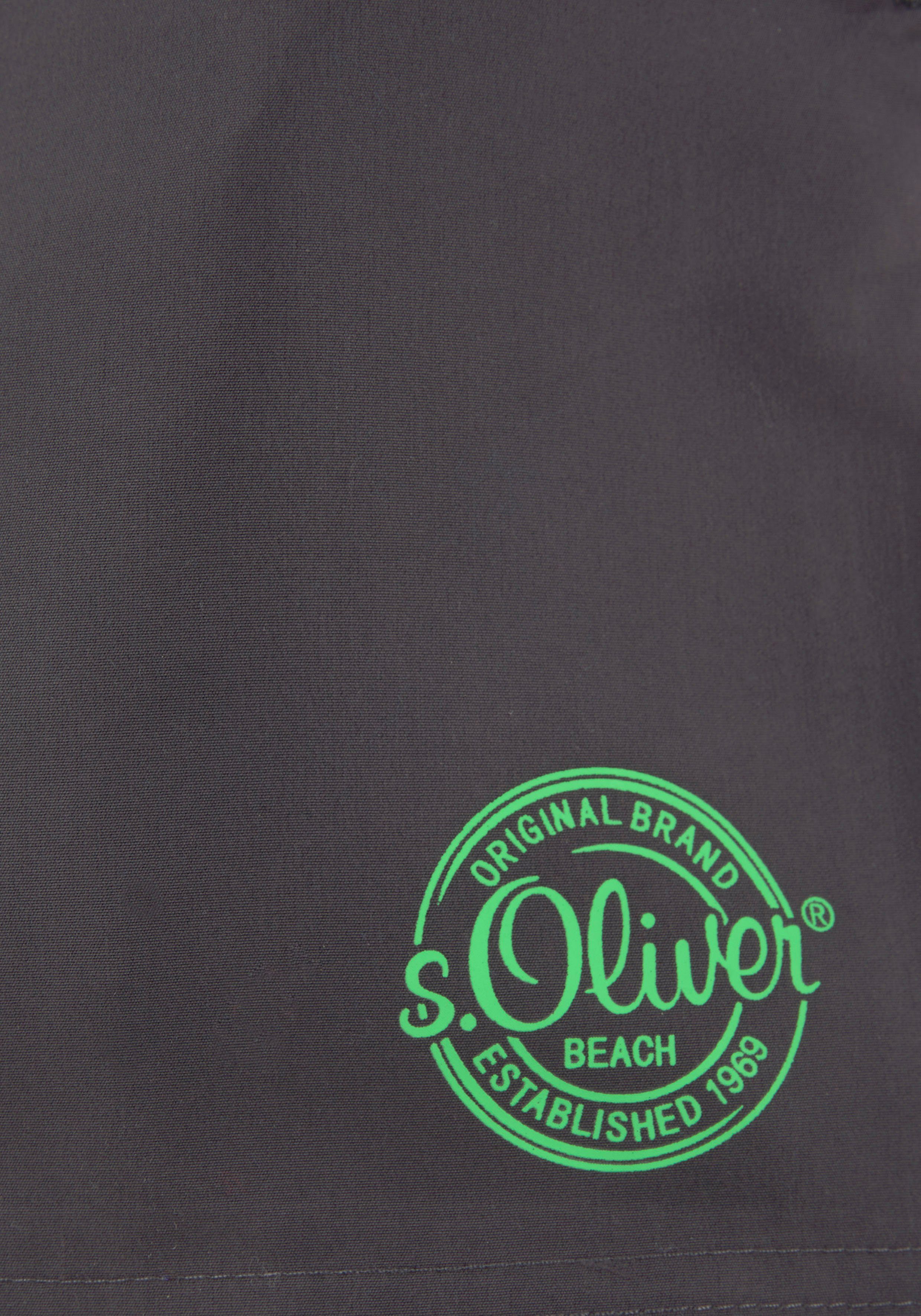 Logodruck seitlichem s.Oliver grau Badeshorts mit