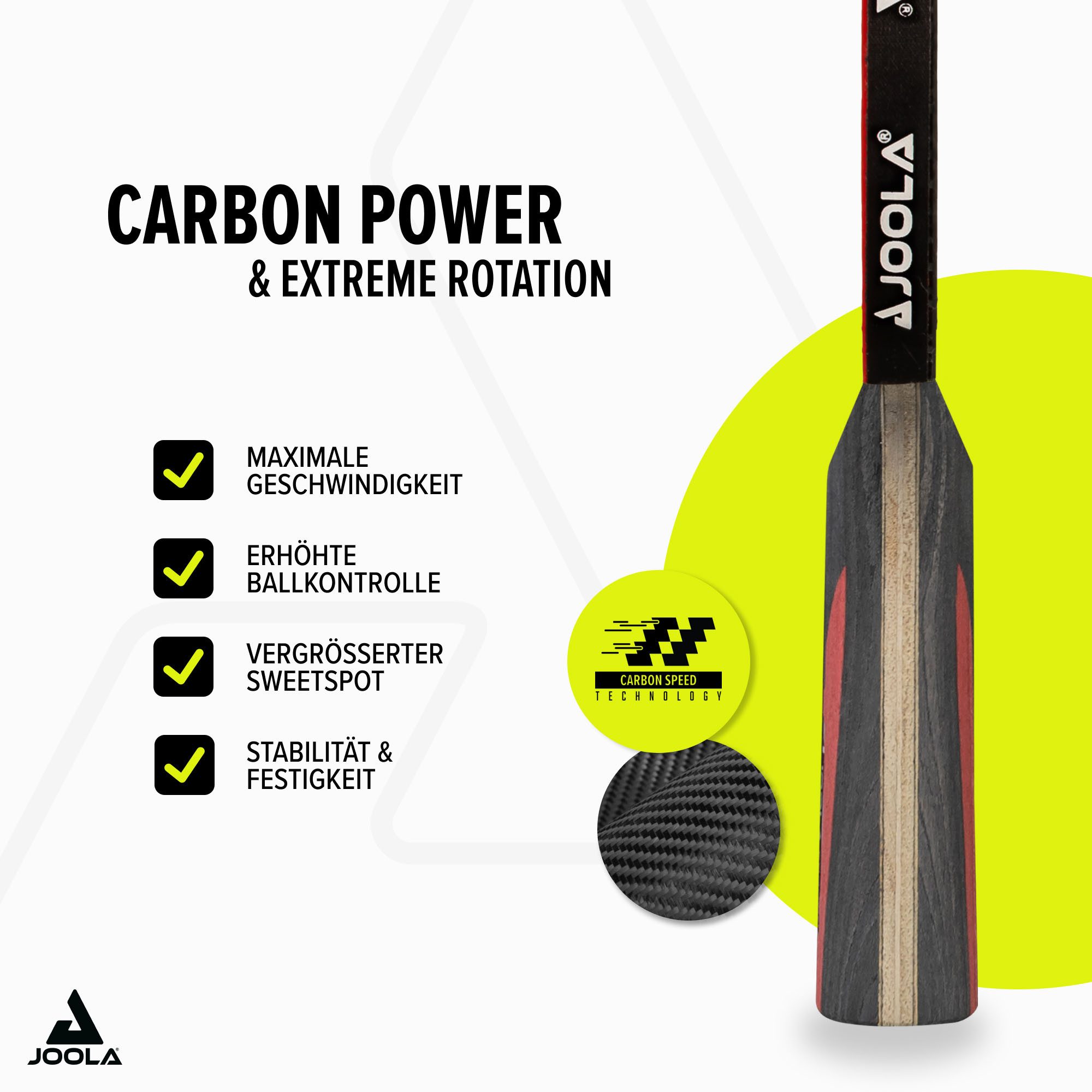 Joola Tischtennisschläger TT-BAT Carbon Speed (Set, mit Bällen, mit Schlägerhülle)