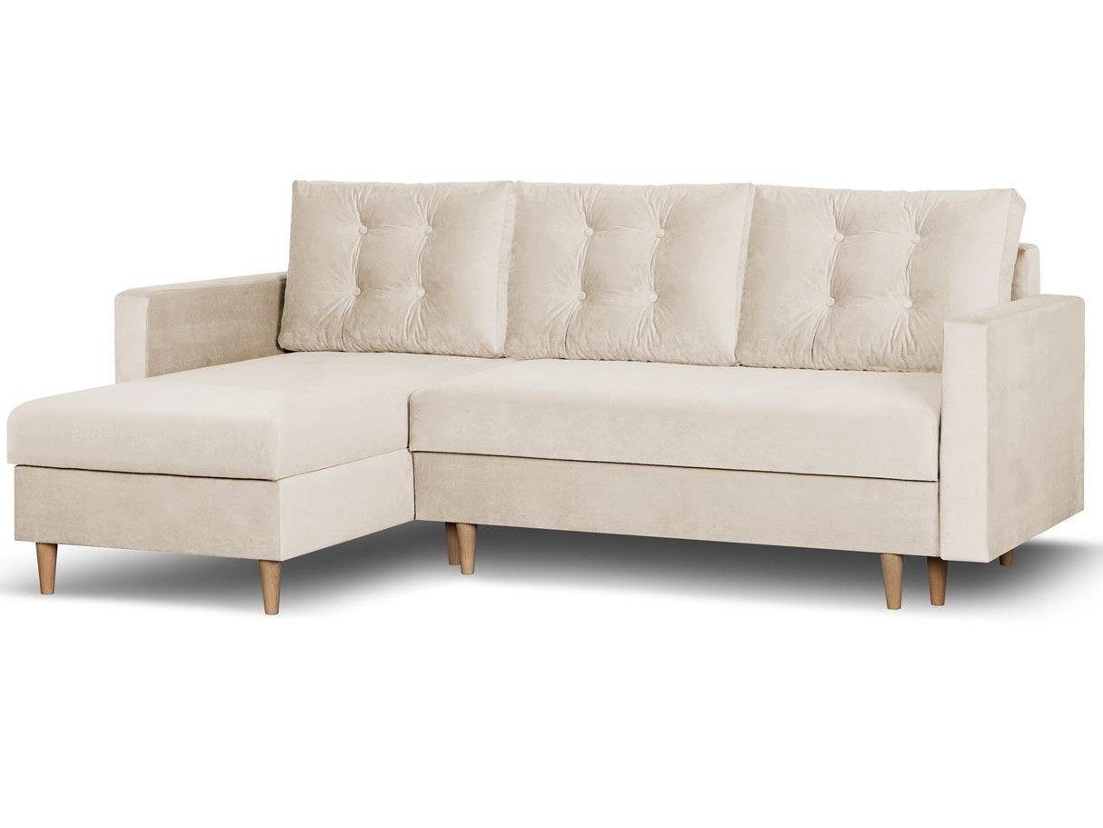 Beautysofa Ecksofa mit Schlaffunktion Sigurd L, Klassisches Design, Skandinavischer Stil, mit Bettkasten