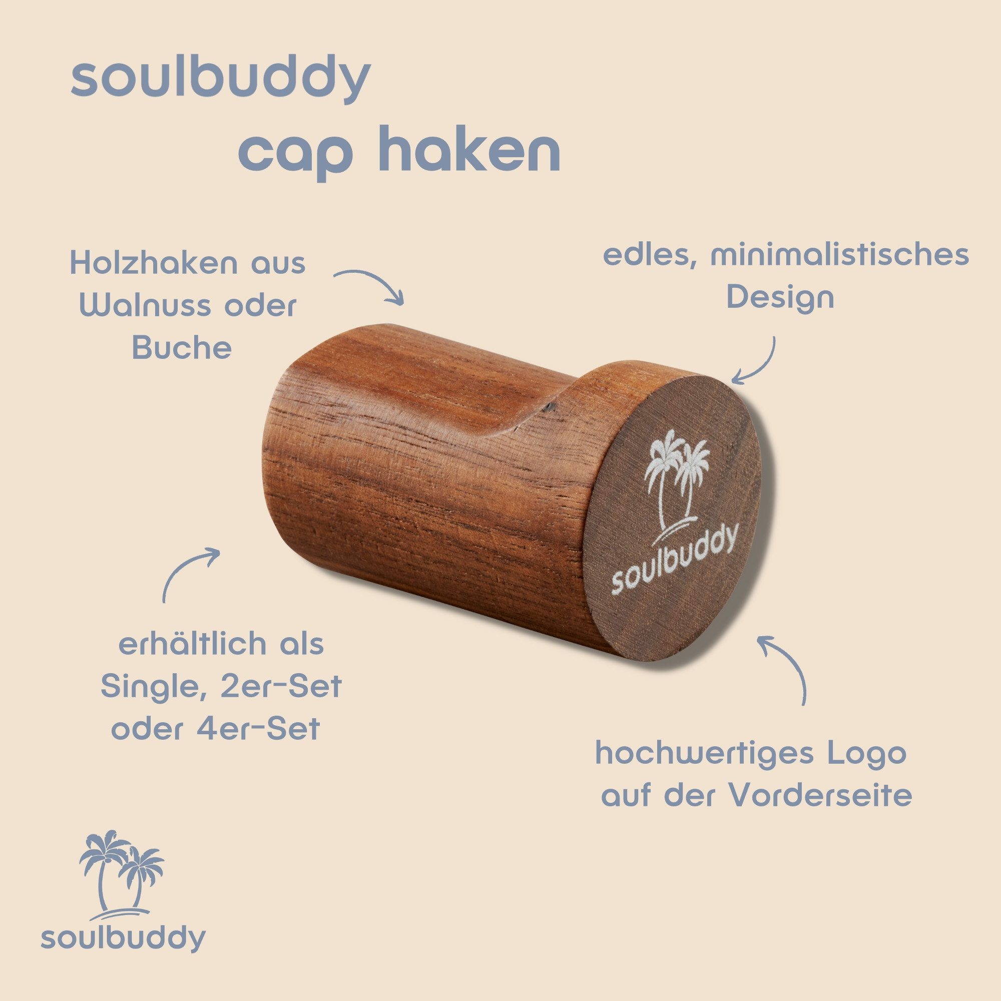 Soulbuddy Wandhaken Cap Haken, (Buche oder günstig online kaufen