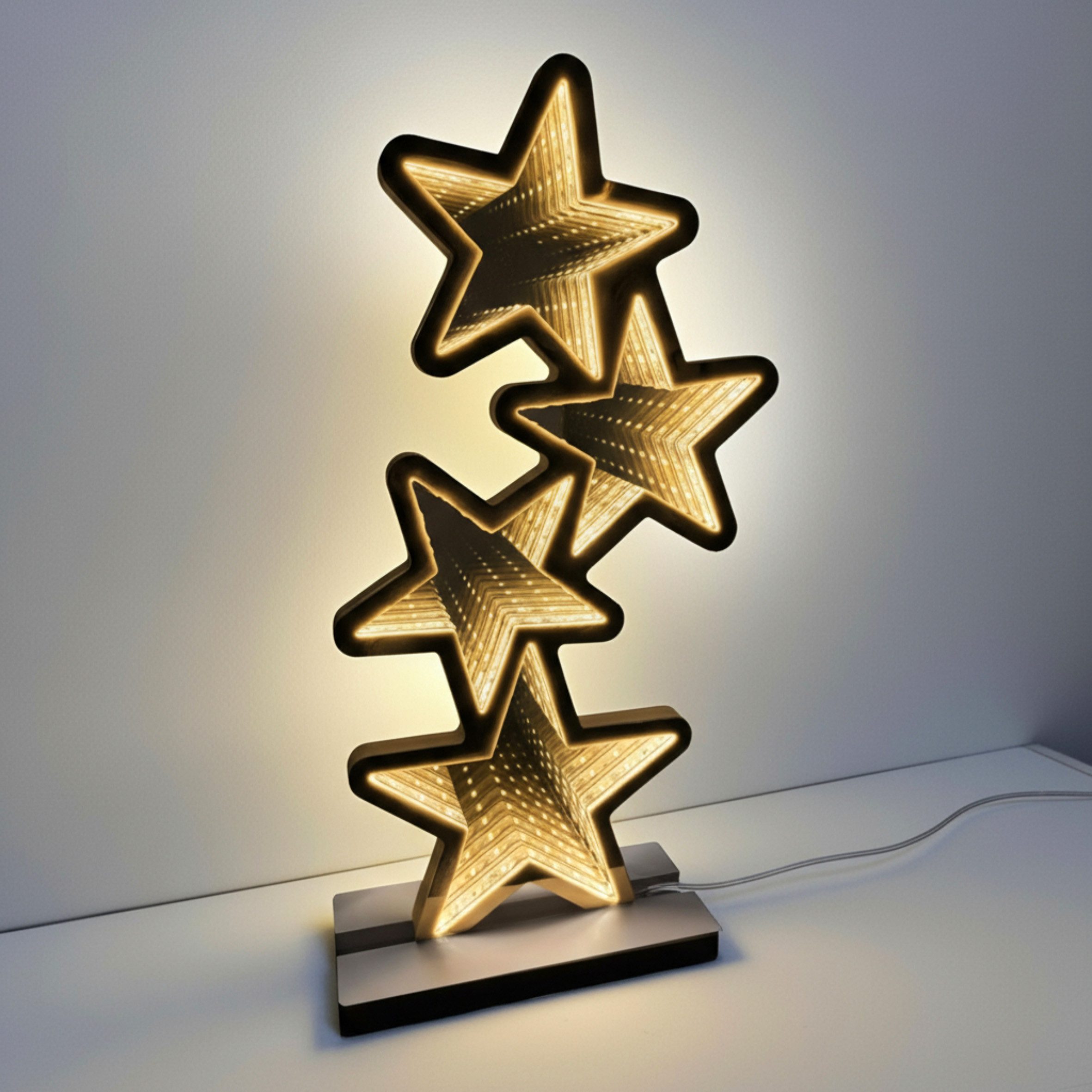 Spetebo LED-Dekofigur Deko Tischleuchte Sterne 41 cm mit Infinity Effekt Beleuchtung (Anzahl, 1 St., Stück), mit Timer