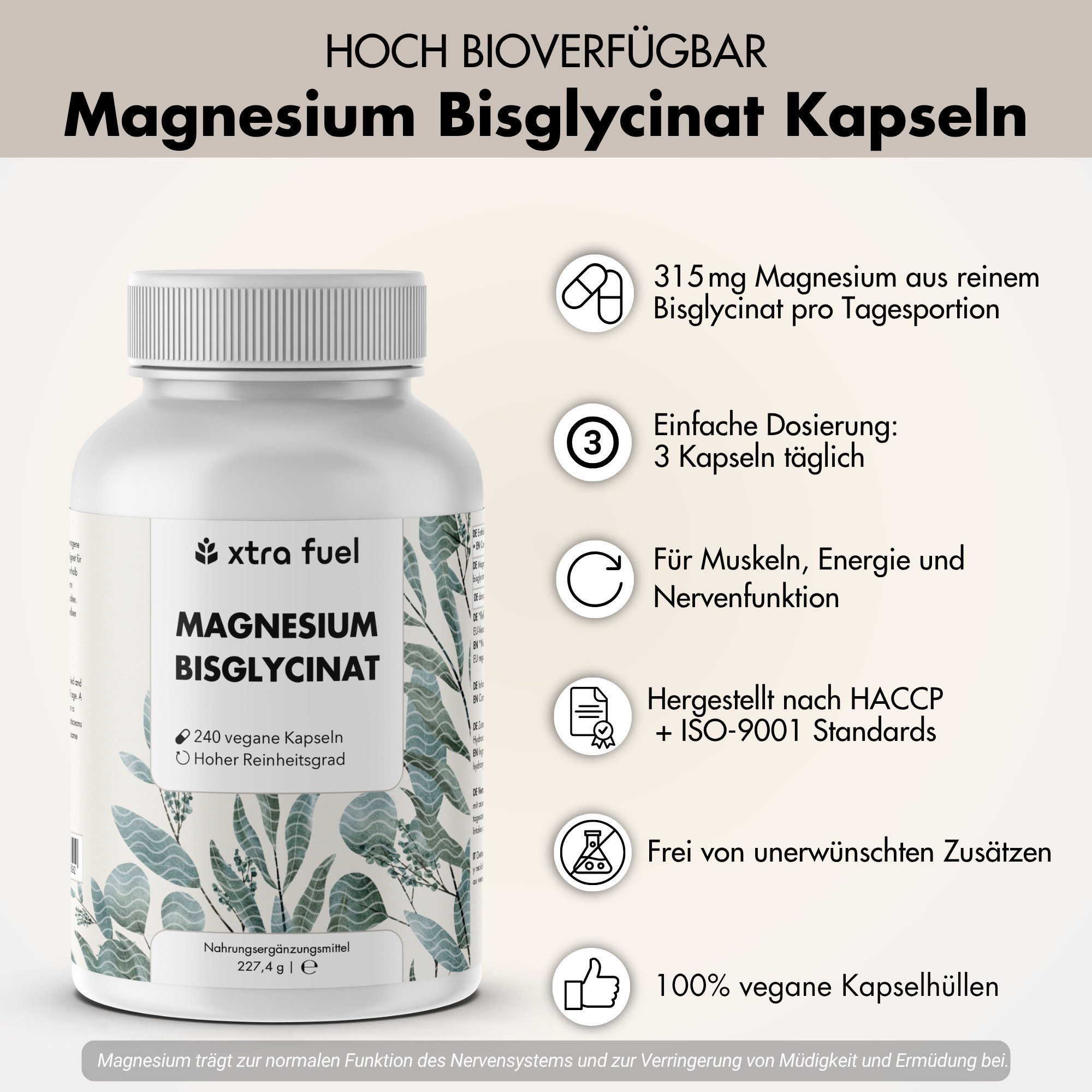 XTRA FUEL Magnesium Bisglycinat Kapsel, 227.4 g