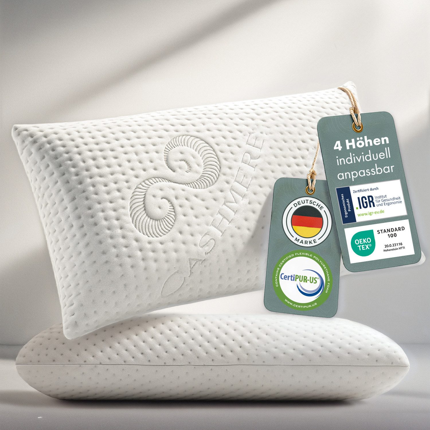 Blumtal Nackenkissen Nackenstützkissen aus Memory Foam, Oeko-TEX® Zertifiziert, Ergonomisches Kopfkissen mit Waschbarem Bezug