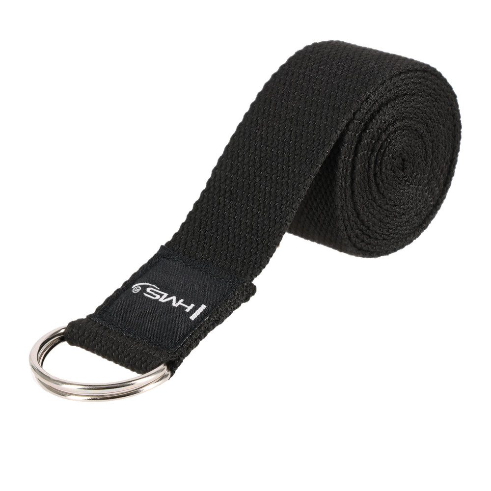 HMS Yogagurt Yogaband Dehngurt Übungsgurt, 2 D-Ringe, längenverstellbar, Baumwolle & Polyester