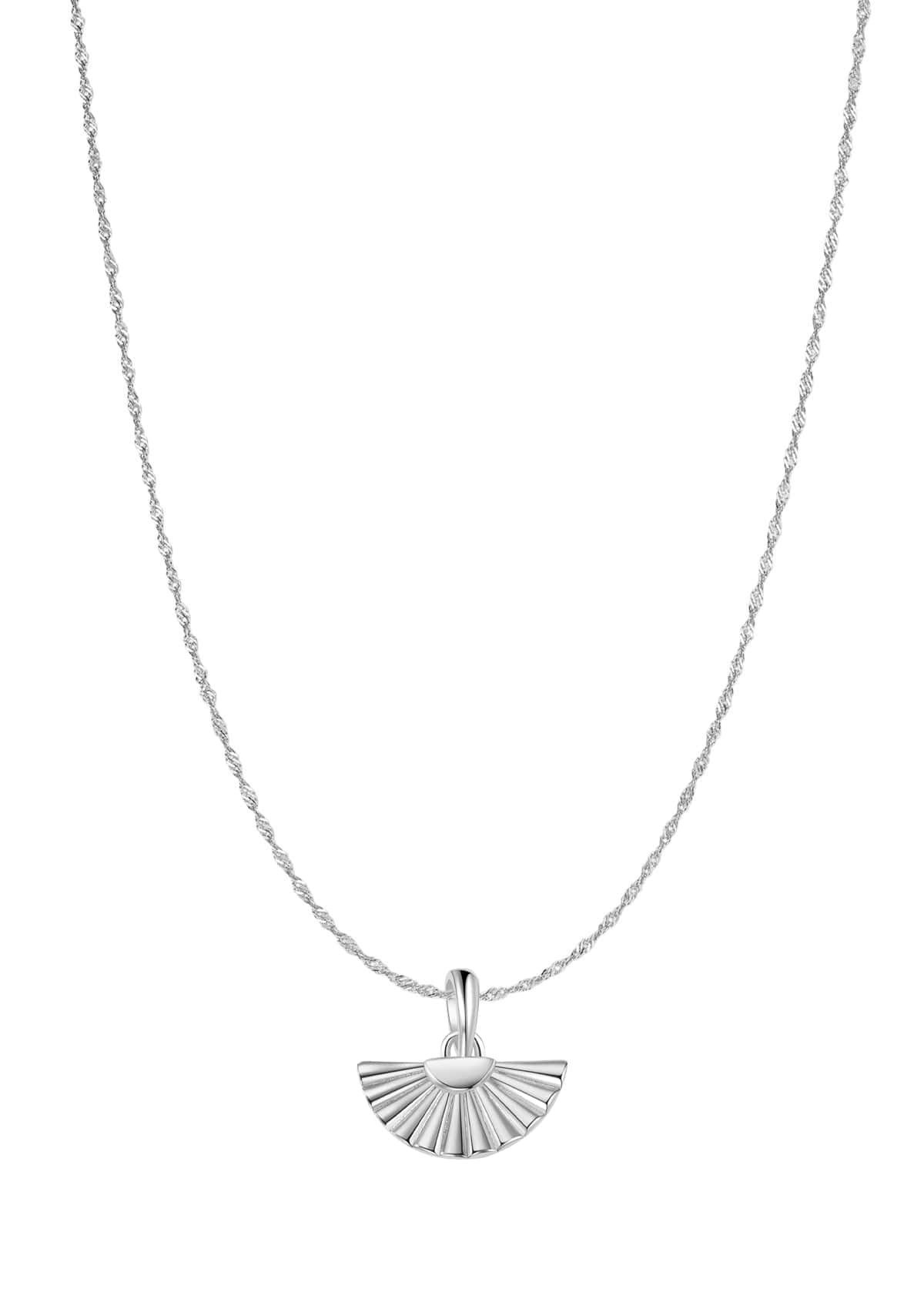 Hey Happiness Freundschaftskette Kette Damen Charm, Fan 925 hängend, Silber Silber Halbkreis Anhänger Kette Fächer 18K, Vergoldet Talisman