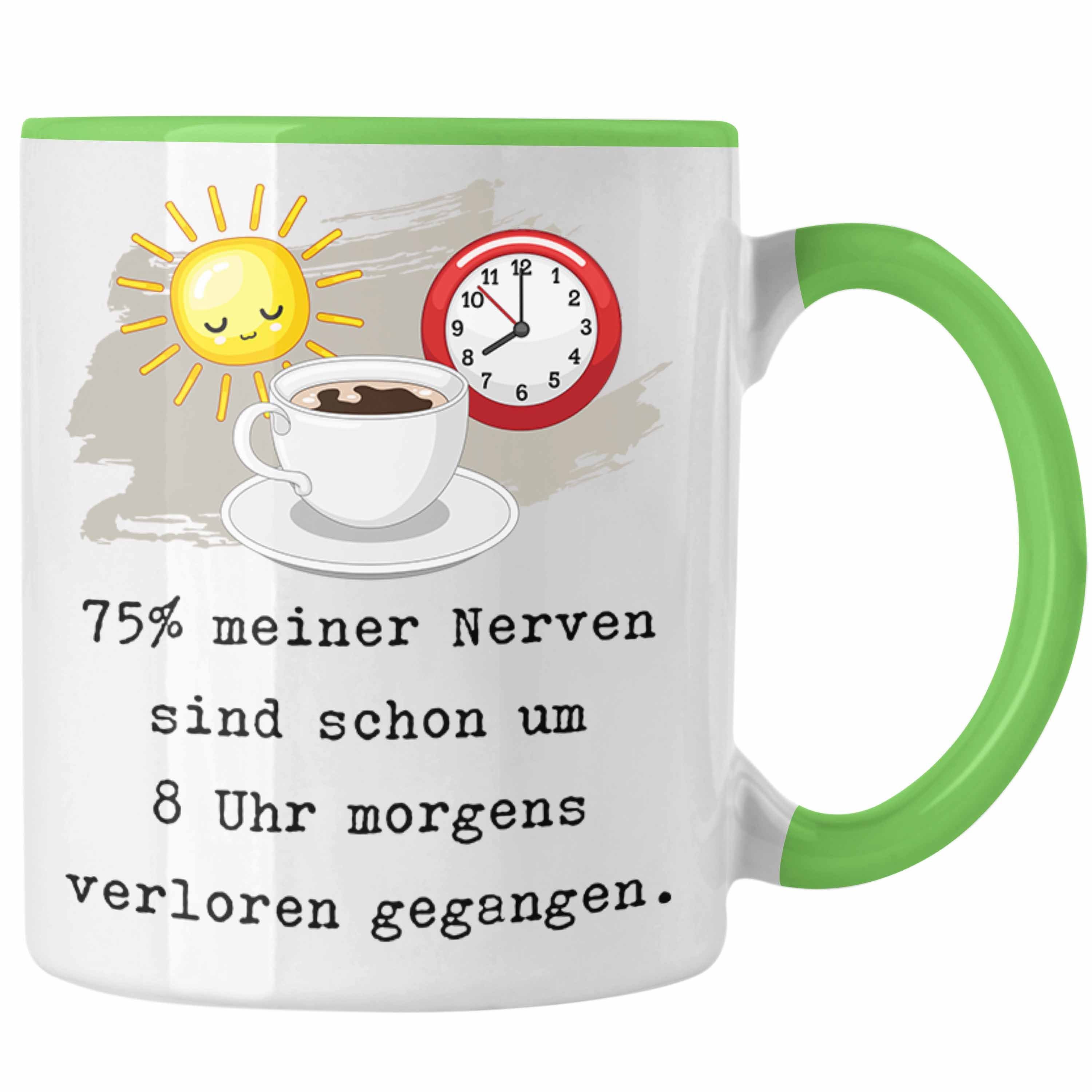 Trendation Tasse Morgenmuffel Tasse Geschenk Genervt Sprüche Kollegin Geschenkidee Arbe Grün