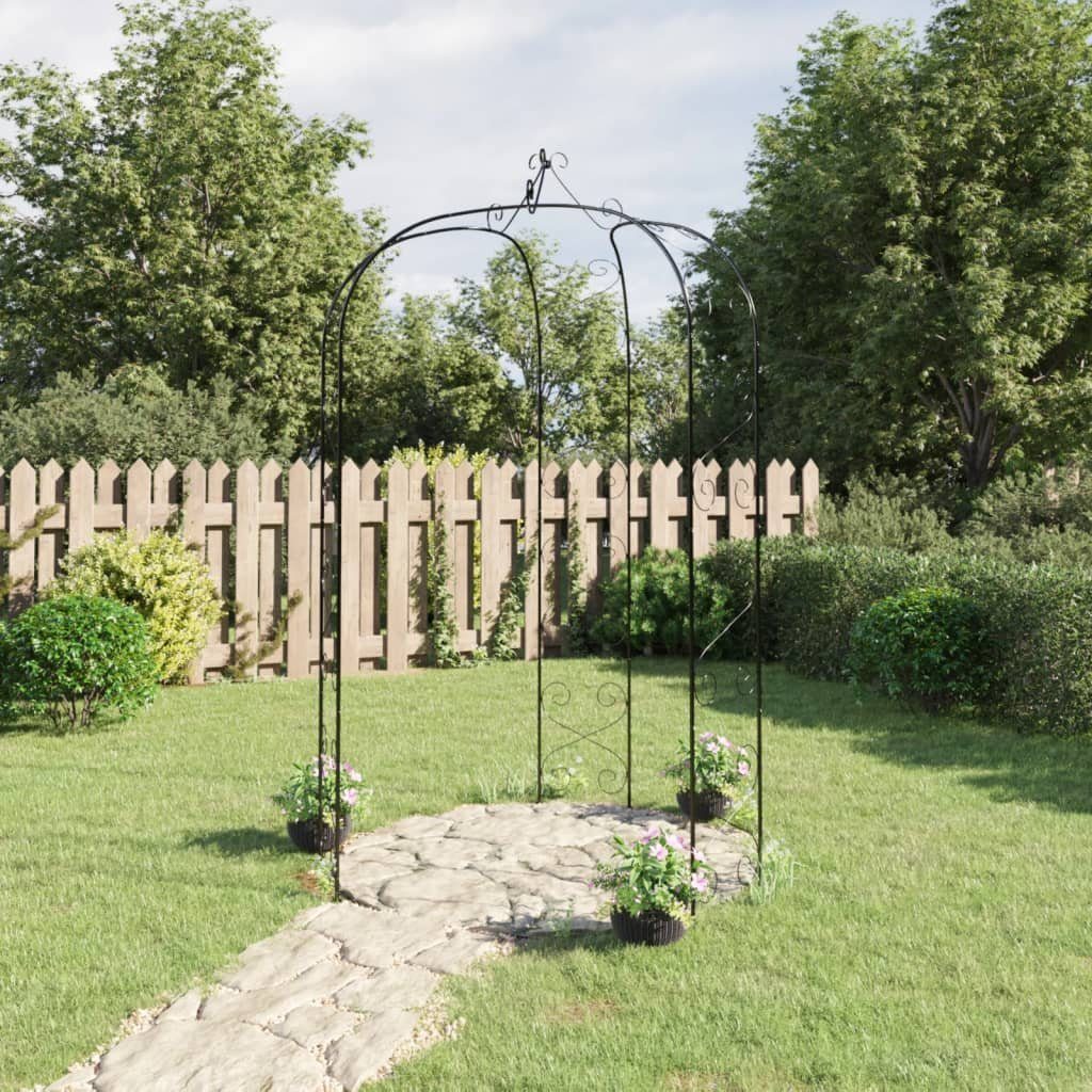 Thumbnail - furnicato Rosenbogen Gartenbogen Schwarz Ø180x255 cm Stahl, 1 St.