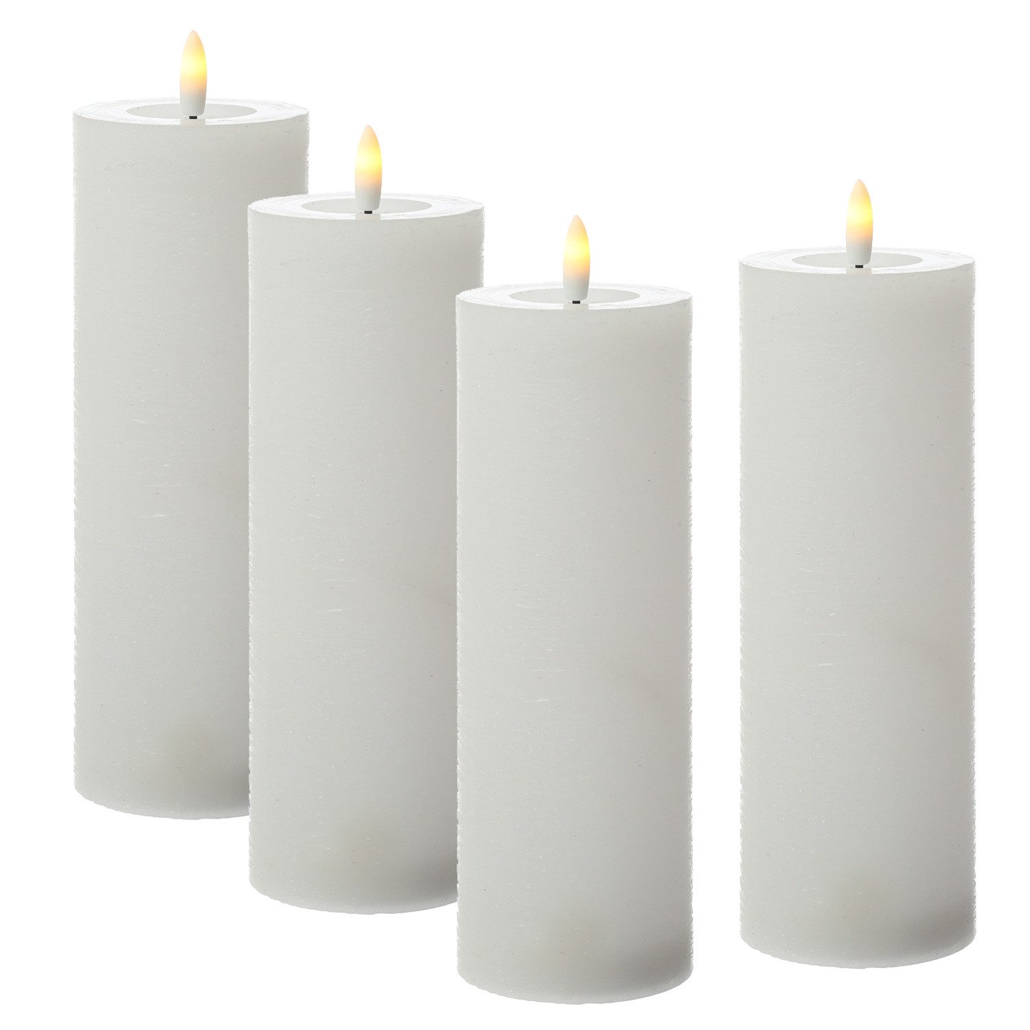 Adilina LED-Kerze Kerzenset LINA Rustik Optik für Adventskranz 7x20cm Timer weiß 4St, LED Classic, warmweiß (2100K bis 3000K)