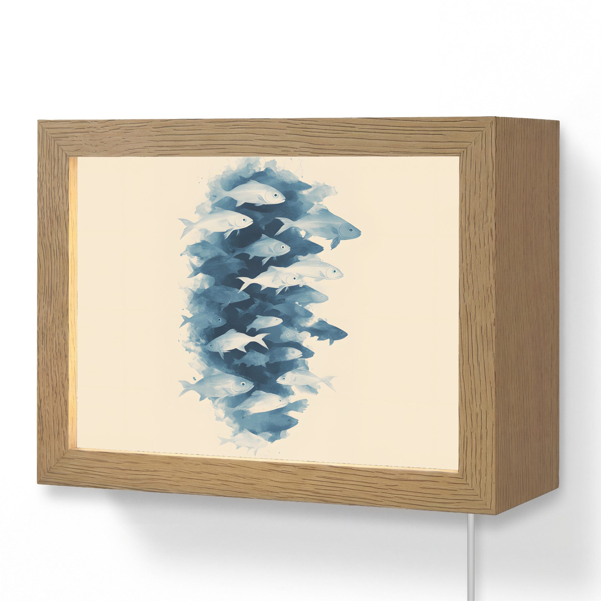 Wandleuchte Lightbox Fische - Minimalistisch - Blau