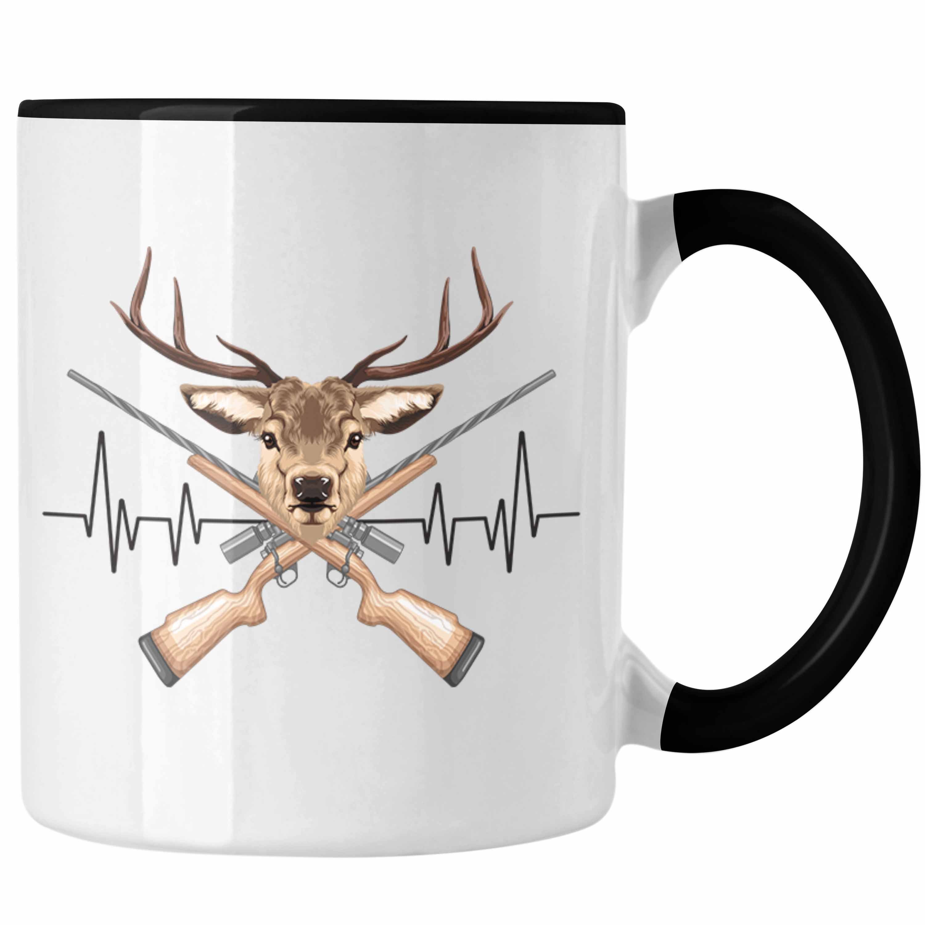 Trendation Tasse Trendation - Reh Jagd Herzschlag Tasse Geschenk für Jäger Hobby Gesche