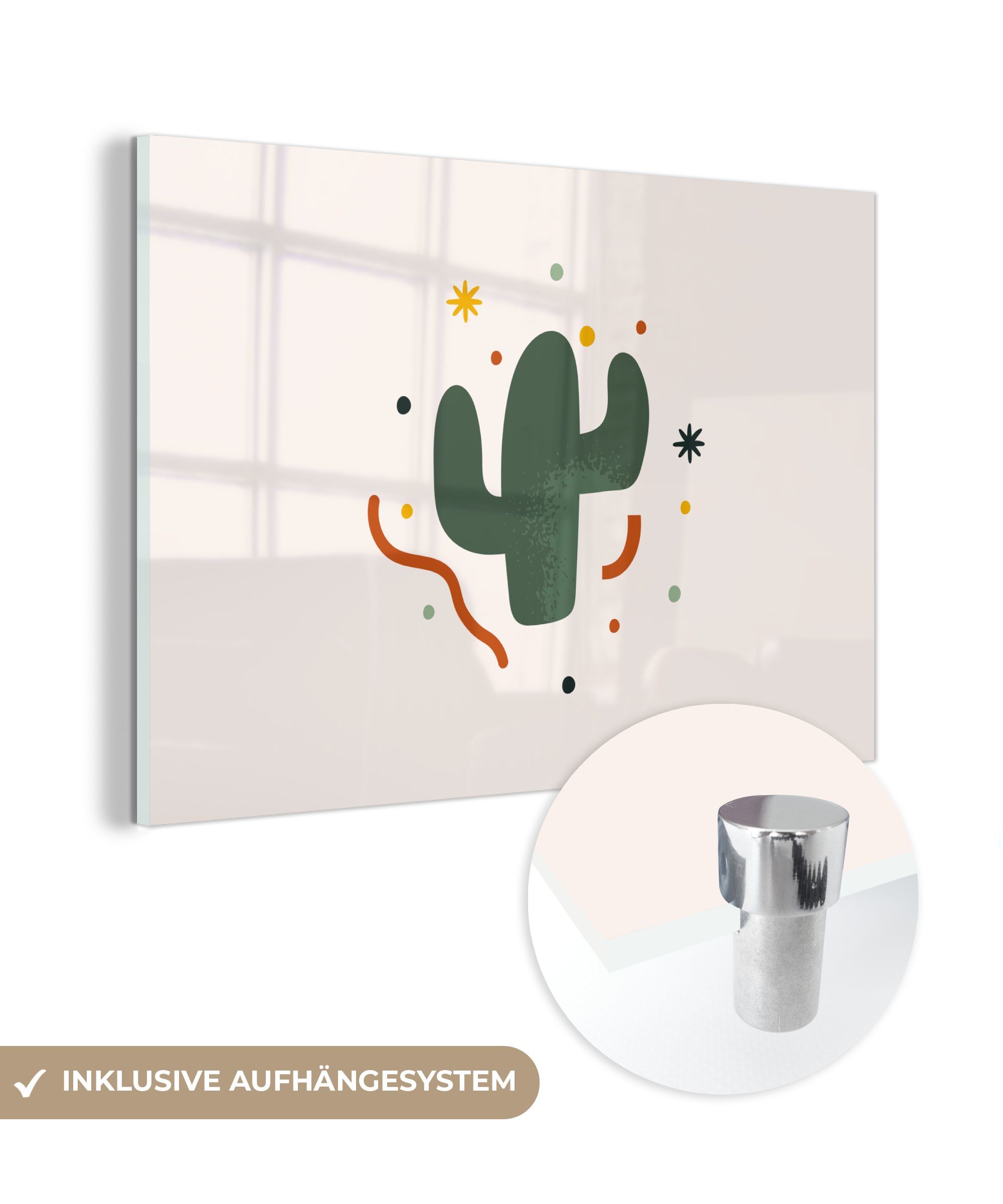 MuchoWow Acrylglasbild Kaktus - Sukkulente - Sommer, (1 St), Acrylglasbilder Wohnzimmer & Schlafzimmer