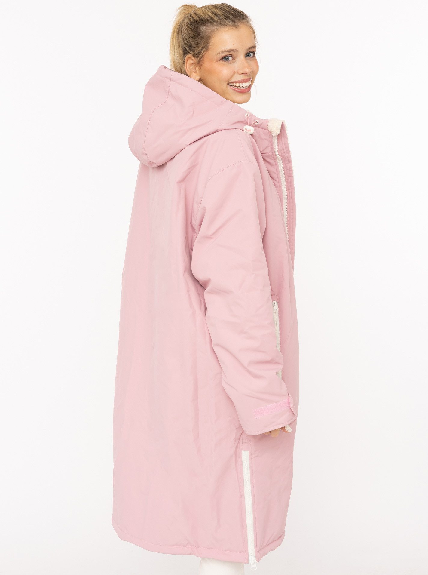 Zwillingsherz Kurzmantel "Oversize Windjacke ZH" seitliche Taschen, Kapuze, Reißverschluss, Teddy Futter, Oversized