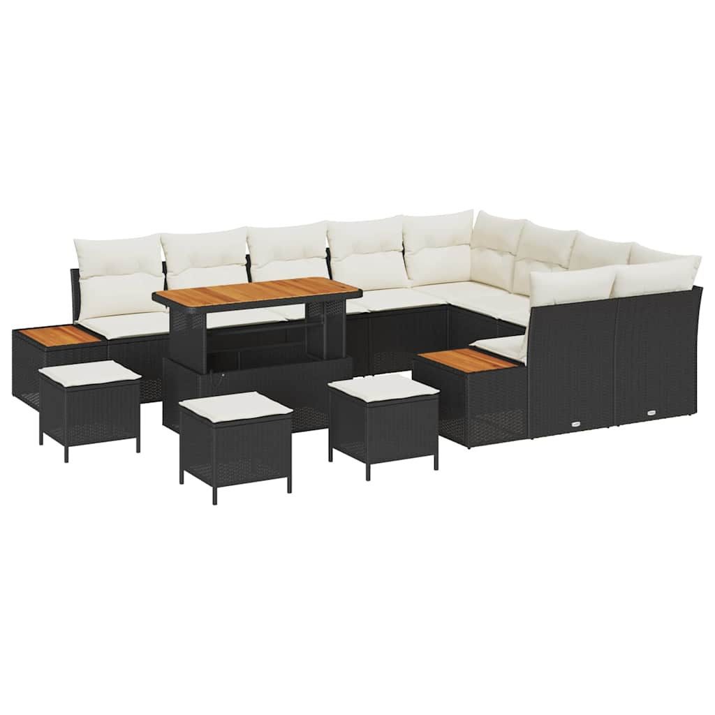 vidaXL Loungesofa Gartensofa-set 13 stk. 12-Sitzanzahl Schwarz Poly Rattan, 13 Teile