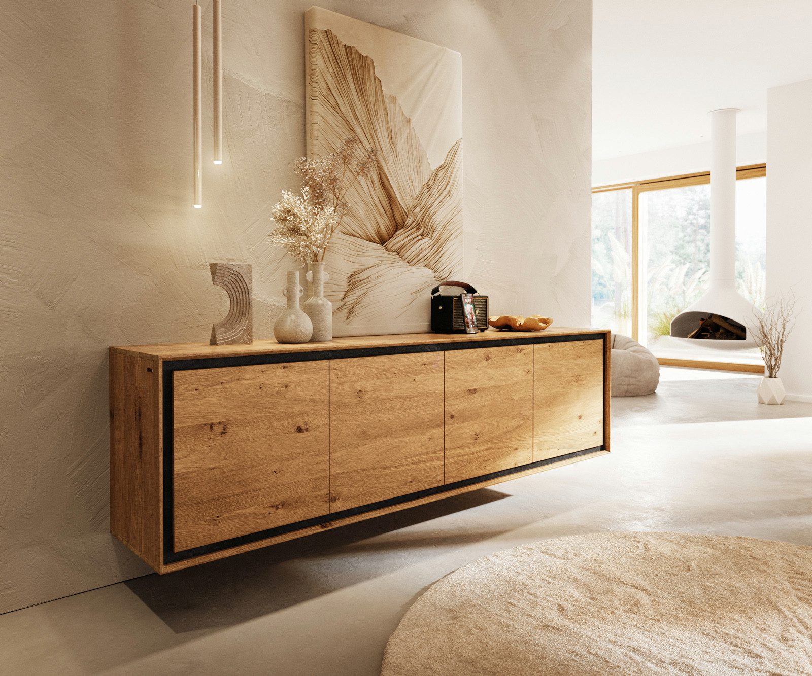 DELIFE Sideboard Stonegrace, Eiche Natur 200 günstig online kaufen