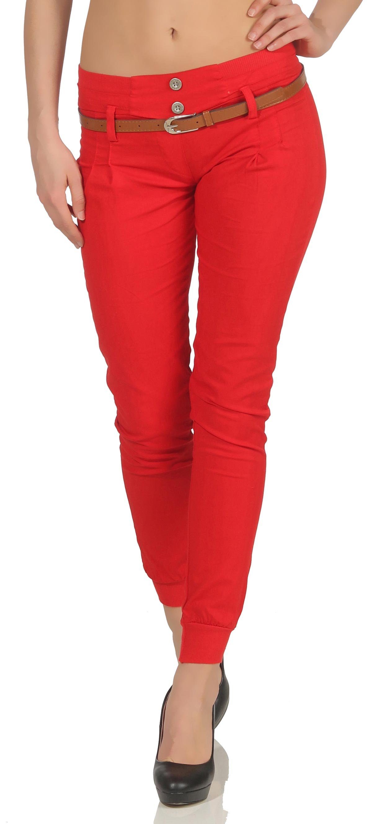 Strickweste malito Damen Chino Hose inkl. Gürtel, Stoffhose mit Stretch, lässige