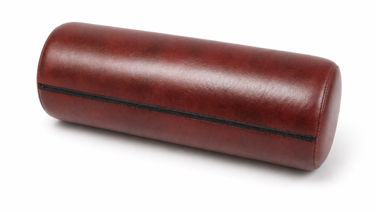 Xlmoebel Nackenrollen Leder Komfort Zylinderkissen Vintage Design Braun Sofort, 1-tlg.