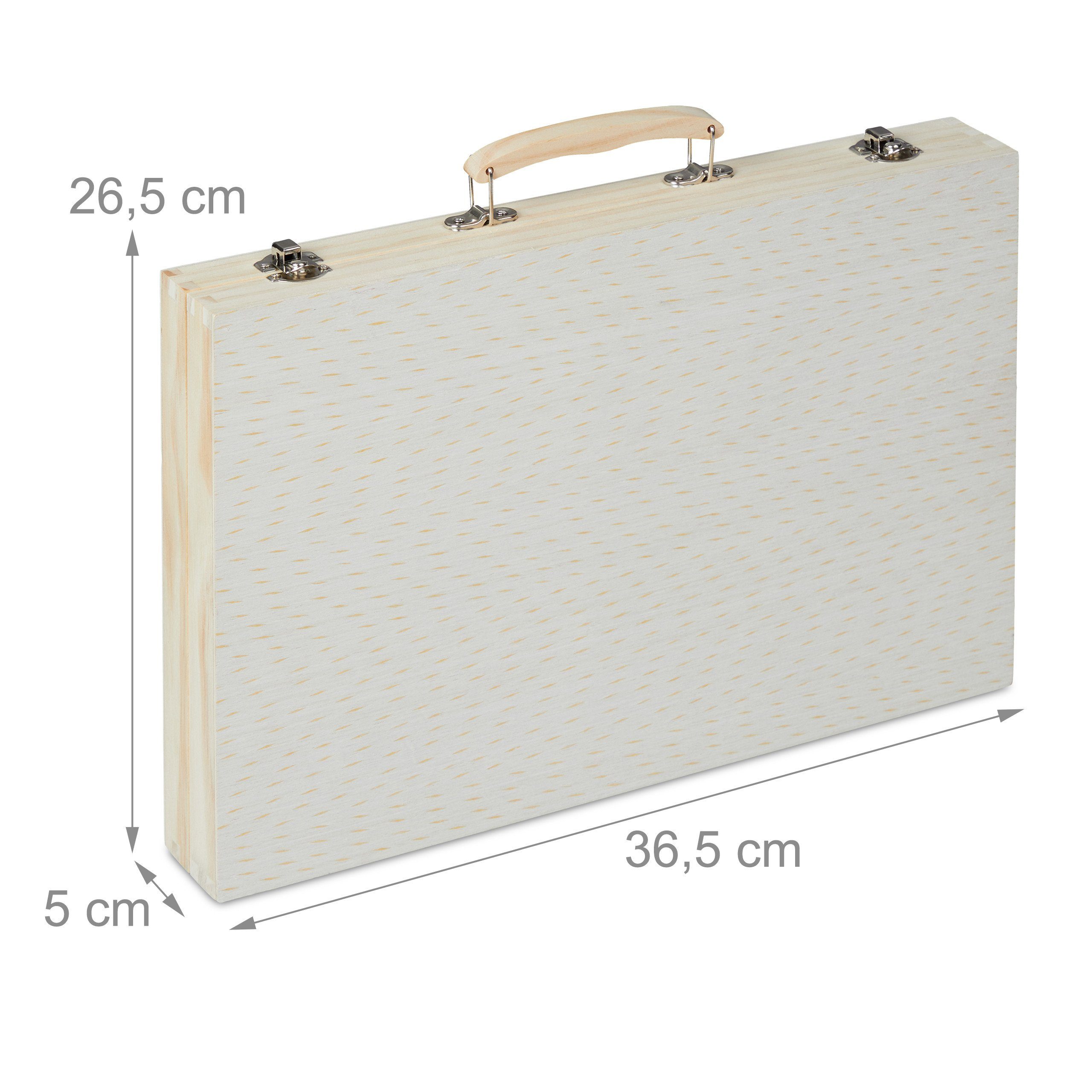 Kit Disegno Relaxdays 45 Accessori - Valigetta Legno Con Acquerelli, Matite E Pennelli - Foto 10