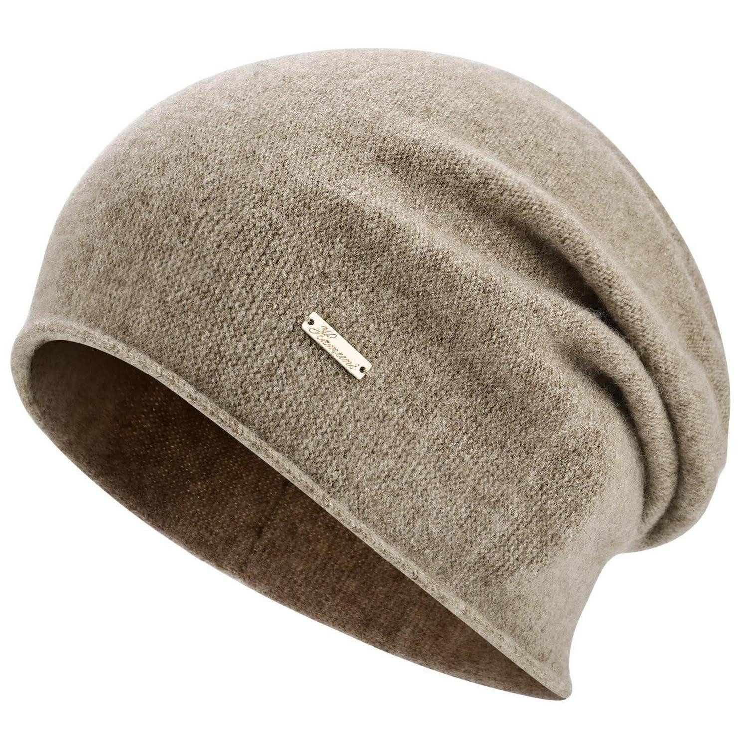 LuxusKollektion Beanie Mütze Damen Herren Slouch Beanie Chemo Wolle australische Braun