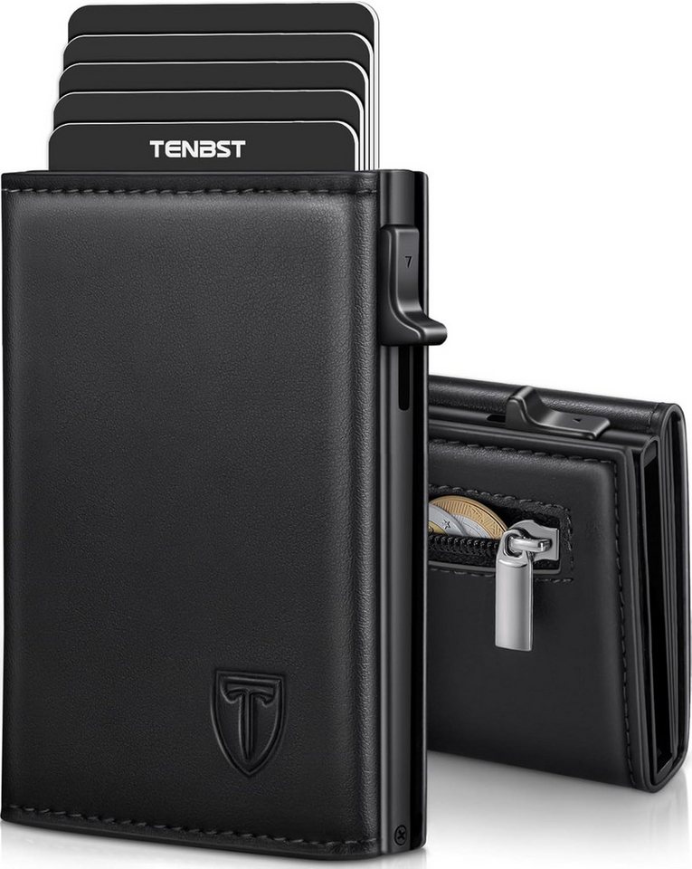 TEEHON Geldbörse Slim Wallet Herren mit Pop-up Funktion für 6 Karten, RFID-Schutz (Premium Mikrofaser-Leder – Elegantes Kartenetui mit Stauraum), für 8 Karten, Banknoten & Münzen in Geschenkverpackung