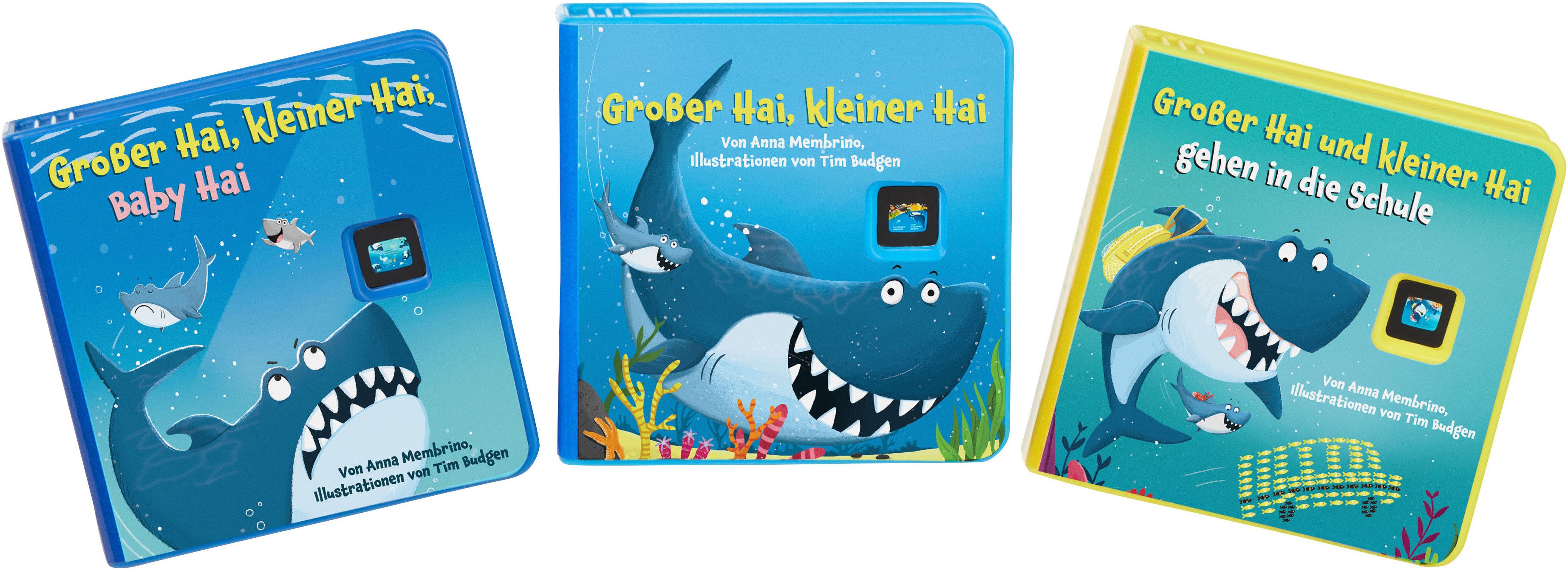 Little Tikes® Hörspielkassette Story Dream Machine, Großer Hai, Kleiner Hai Familien-Kollektion, (Set, 4-St), passend für Story Dream Machine