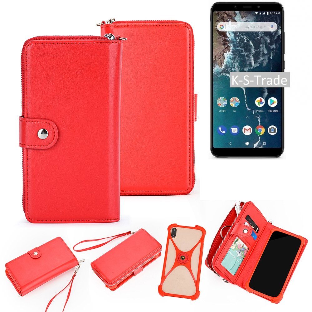 K-S-Trade Handyhülle für Xiaomi Mi A2, 2in1 Schutz-Hülle Portemonnee Handy-Hülle mit Bumper