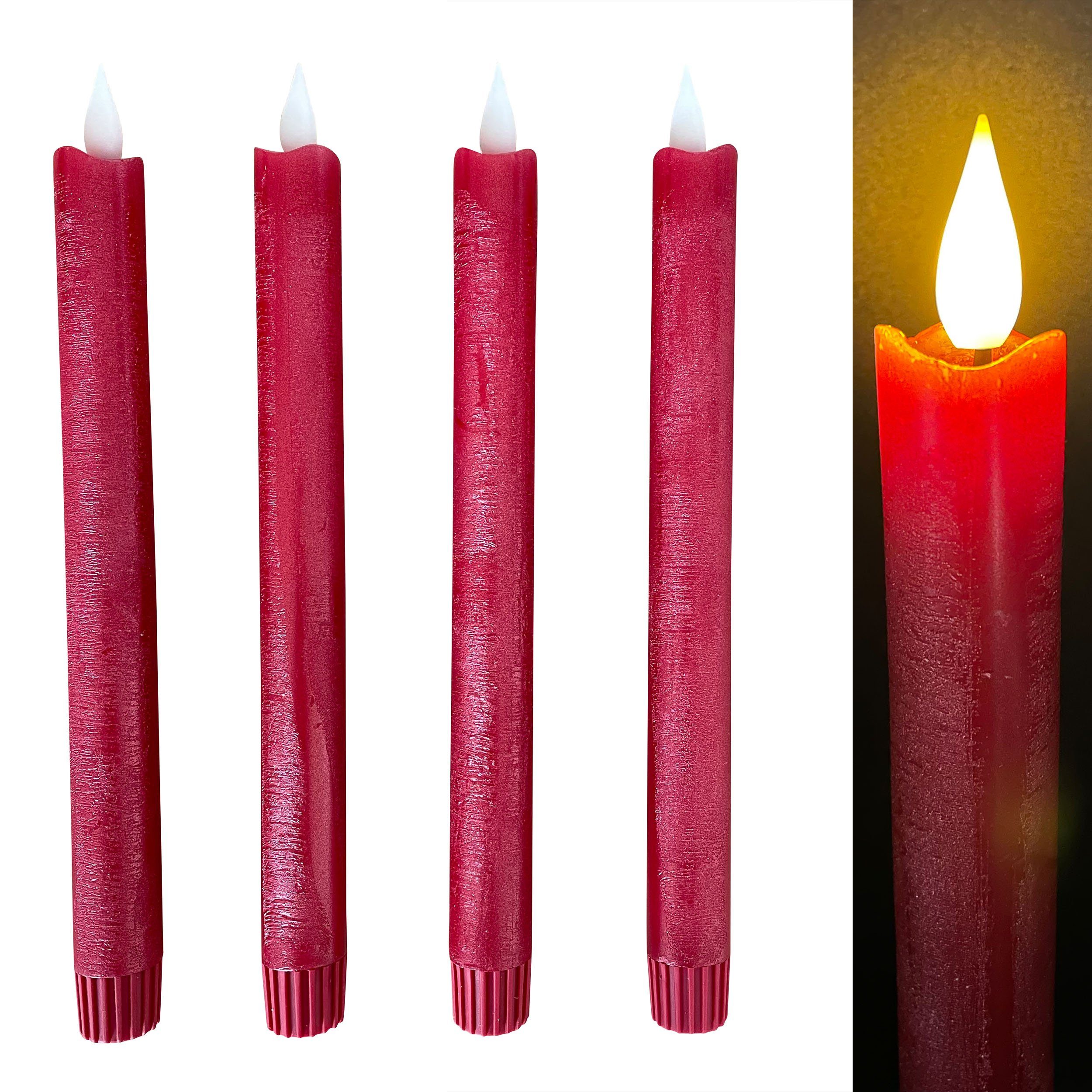 Online-Fuchs LED-Kerze 4 Stabkerzen im Metallic-Design günstig online kaufen