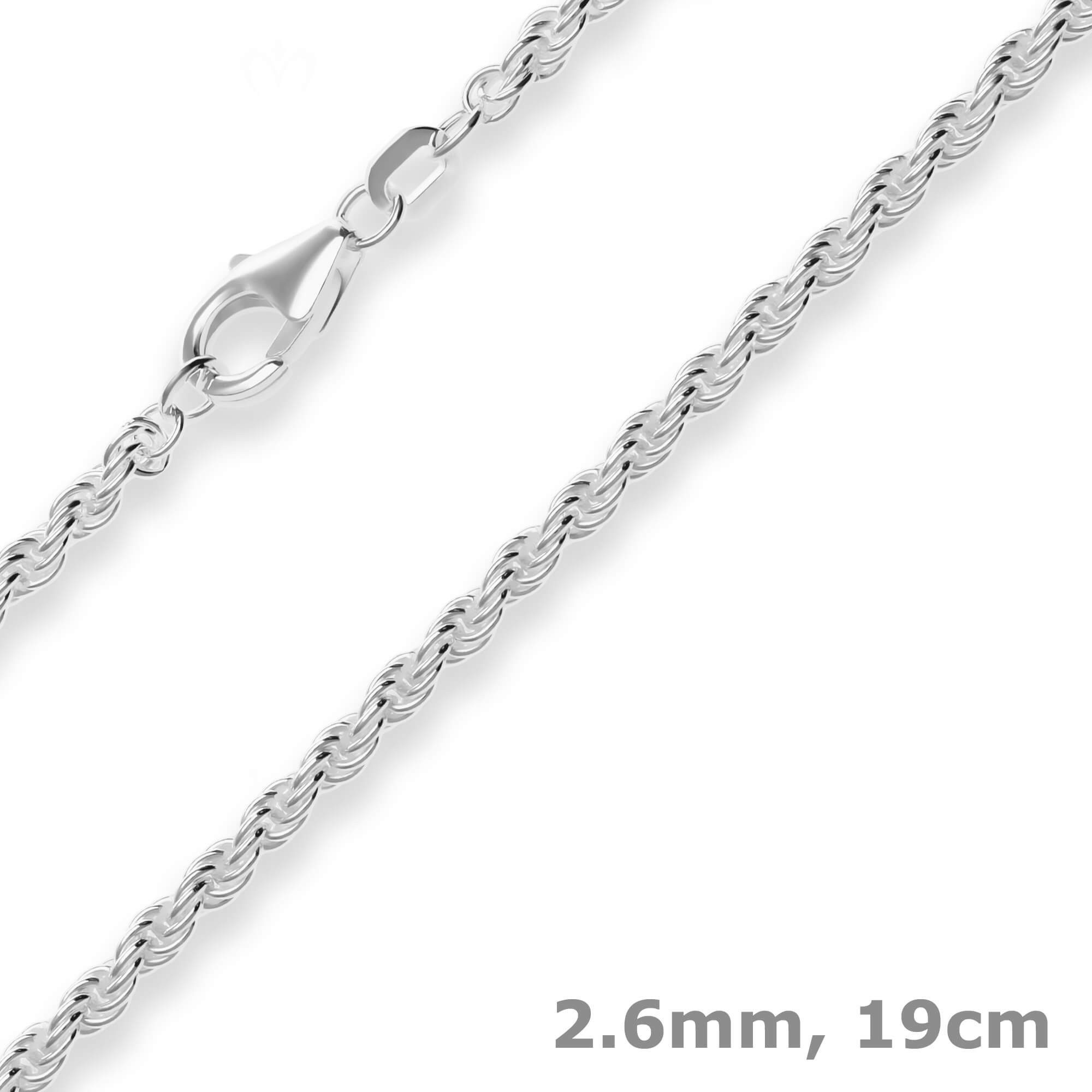 Silberarmband 2,6mm Armband Kordelkette massiv aus 925 Silber 19cm