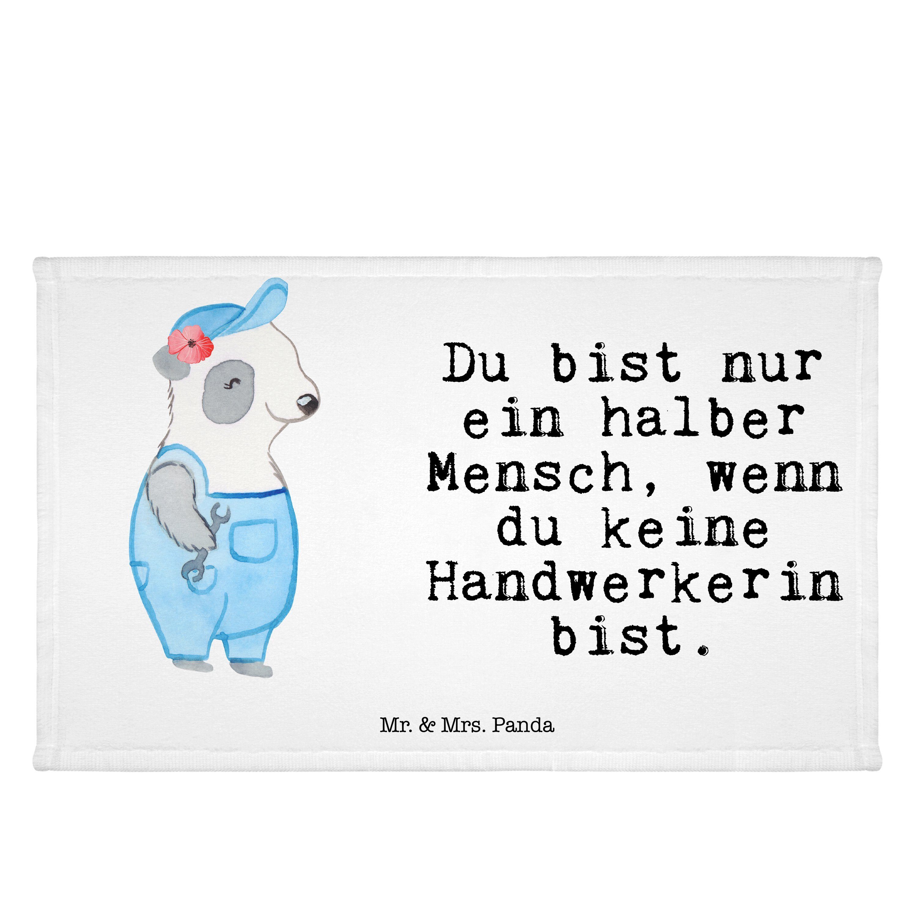 Mr. & Mrs. Panda Handtuch Handwerkerin mit Herz - Weiß - Geschenk, Sport Handtuch, Gesellenprüf, (1-St)