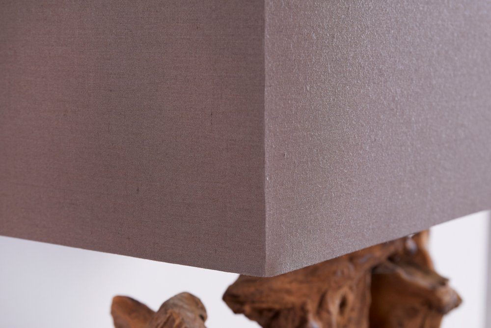 Massivholz ARAGON braun, · · Tischleuchte ohne riess-ambiente Schreibtisch Wohnzimmer Leinen Leuchtmittel, · 40cm