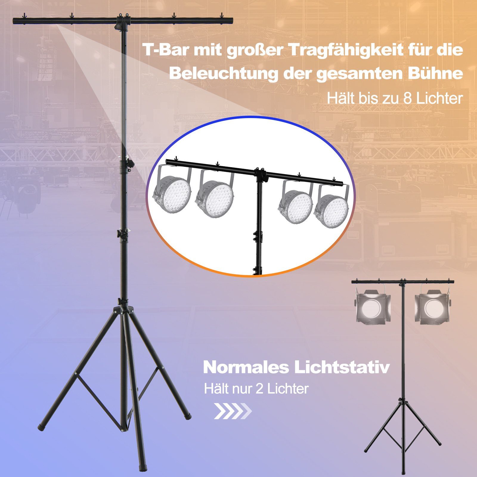 COSTWAY Lampenstativ (180-360cm höhenverstellbar, klappbar, bis 100kg) – Bild 4 von 5