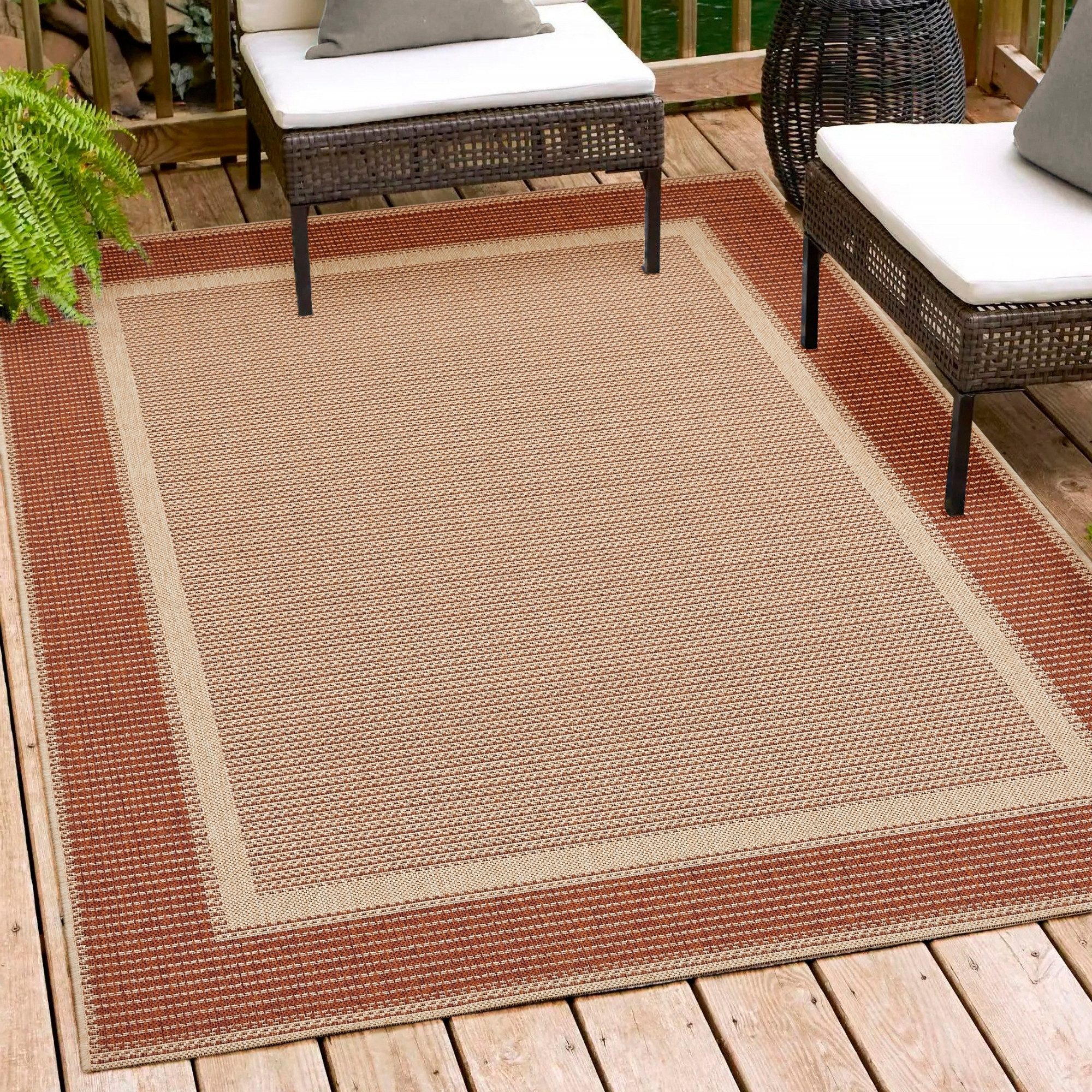 Andiamo Teppich ARIZONA 2, rechteckig, Höhe: 5 mm, Flachgewebe, mit Bordüre, In- und Outdoor geeignet, Wohnzimmer