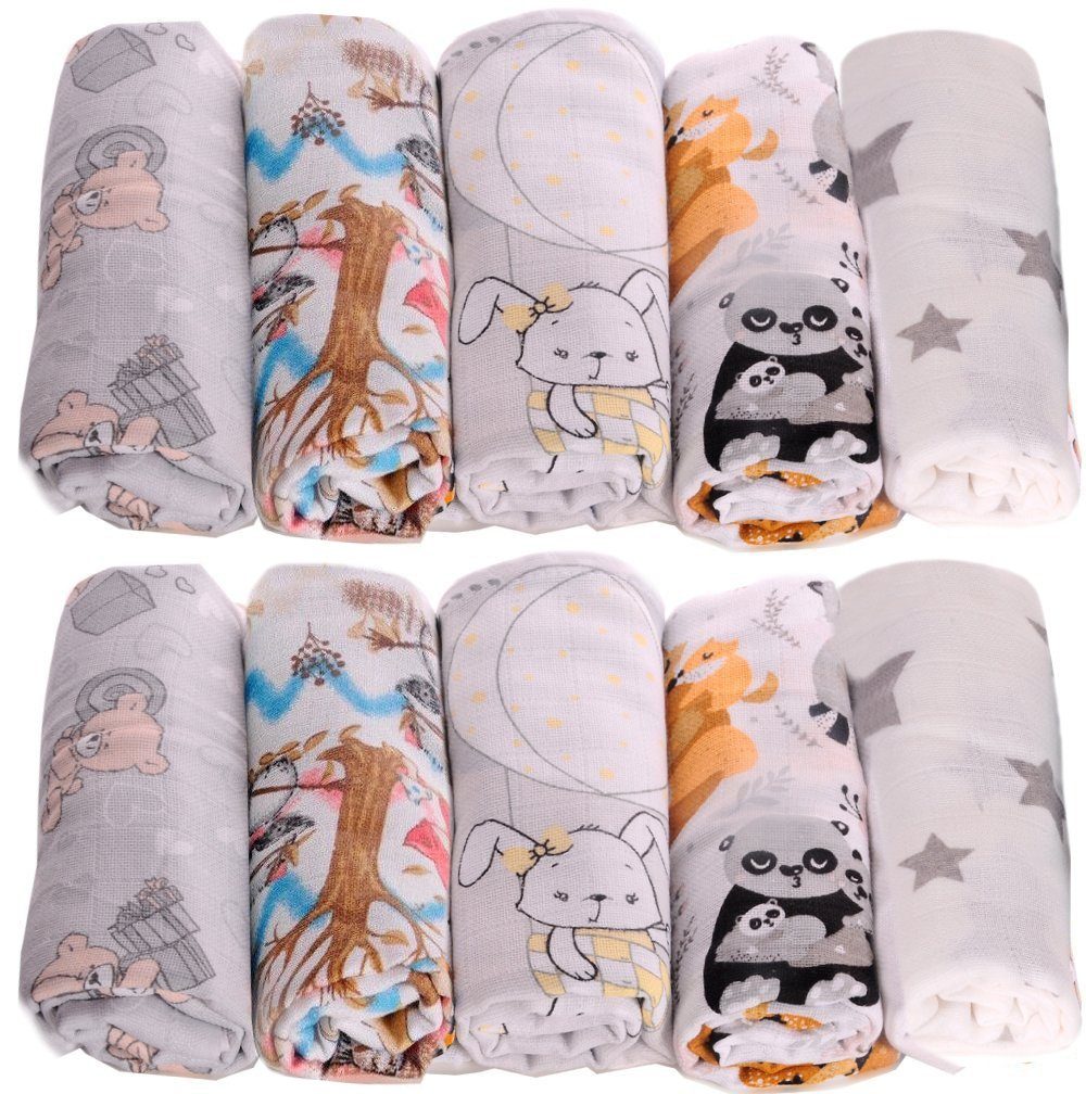 Spucktuch 10er unisex Stoffwindeln Spucktücher Baby Mullwindeln Babytücher