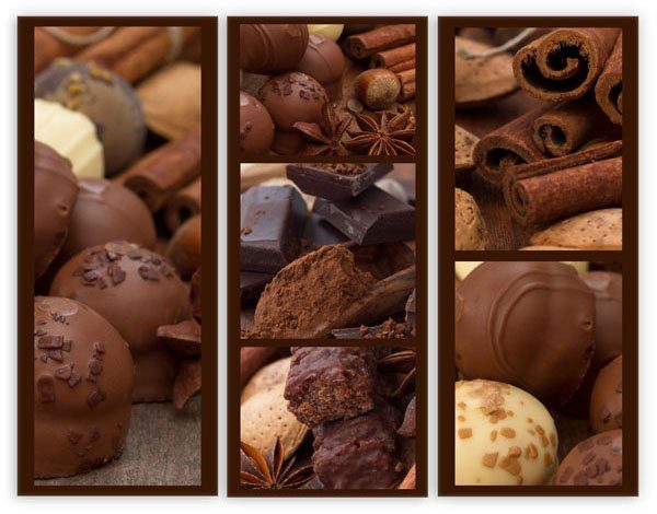 Wall-Art Mehrteilige Bilder Dunkle Schokolade (3-teilig), (Set, 3 St) | Bilder