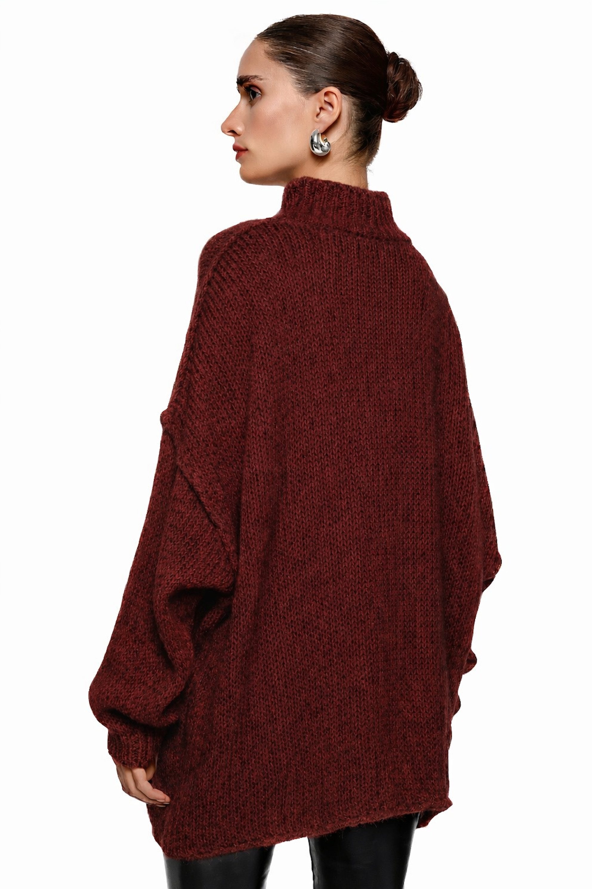 Worldclassca Longpullover WORLDCLASSCA Damen Oversize Strickpulllover Lang Pulli mit Steh Kragen Neue Kollektion - Stilvolle und gemütliche Strickmode für Damen