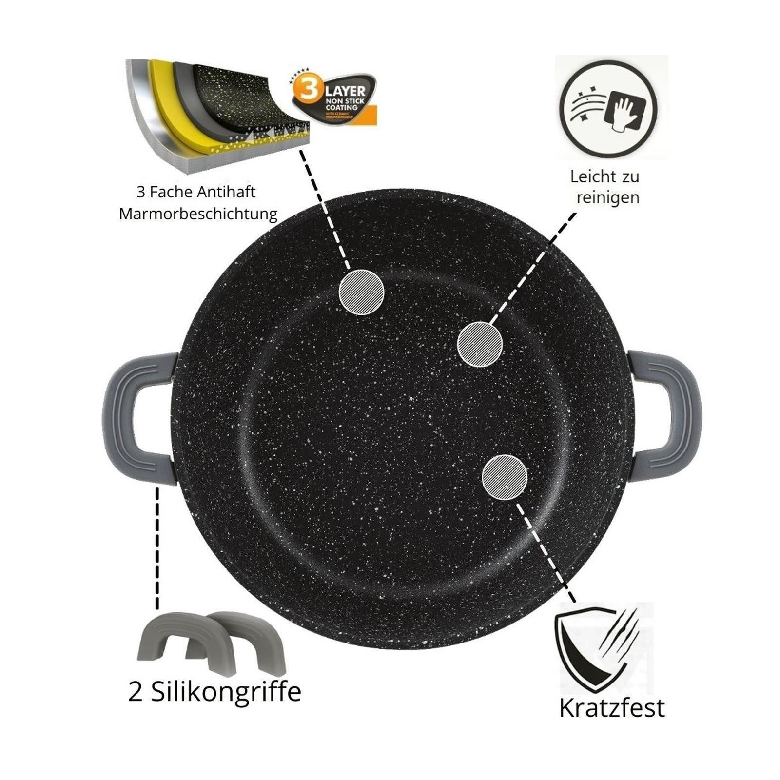 4BIG.fun Schmortopf Ø24cm Kochtopf Hoher 6L Aluguss Suppentopf, Aluguss
