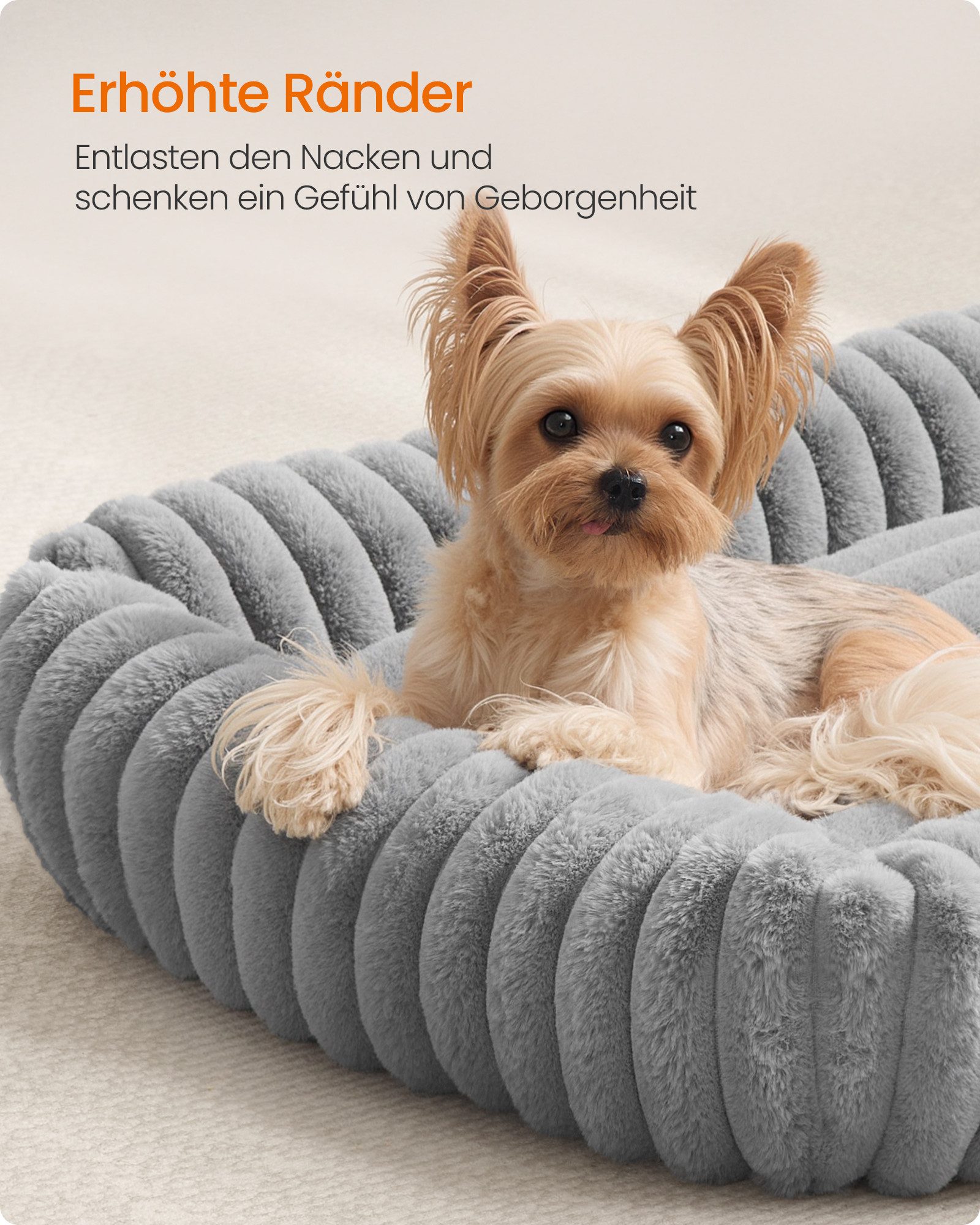 FEANDREA Hundebett orthopädisches Hundekörbchen, flauschige Hundematte, mittelgroßes, Hundekissen waschbar, weiche Polsterung, 71x55x18 cm, M – Bild 4 von 5