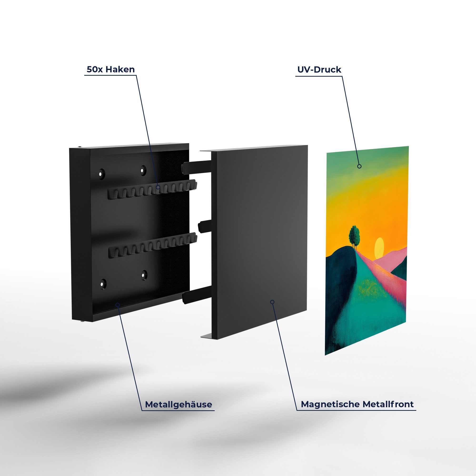DEQORI Schlüsselkasten 'Hügel der Harmonie', Schlüsselbox modern Schlüsselschrank magnetisch Schlüssel Kasten Box