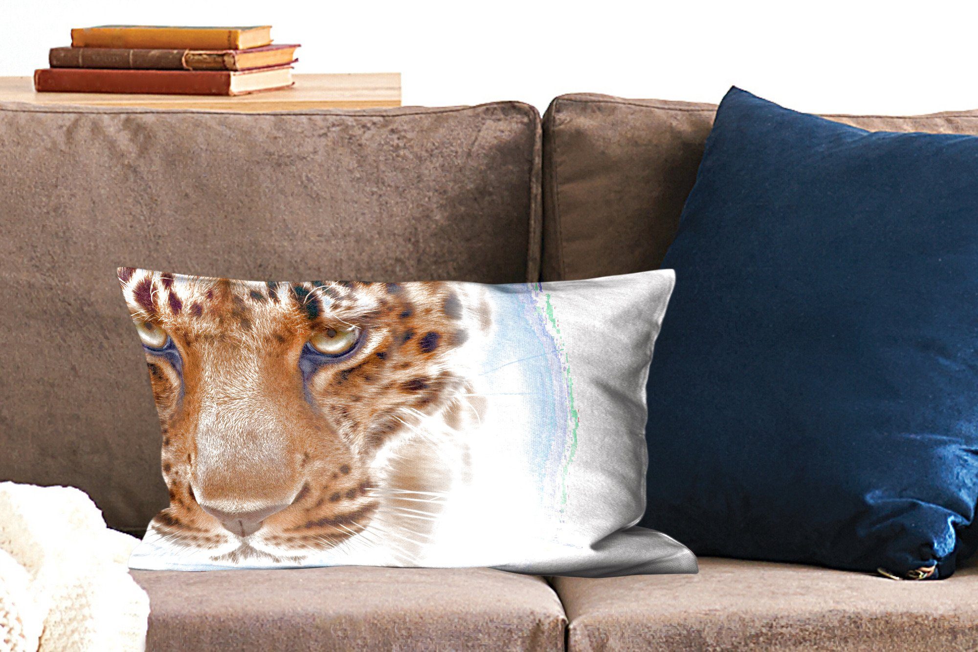 - Wohzimmer Leopard Dekokissen mit Pelz Dekokissen Dekoration, Schlafzimmer Füllung, - MuchoWow Zierkissen, Weiß,