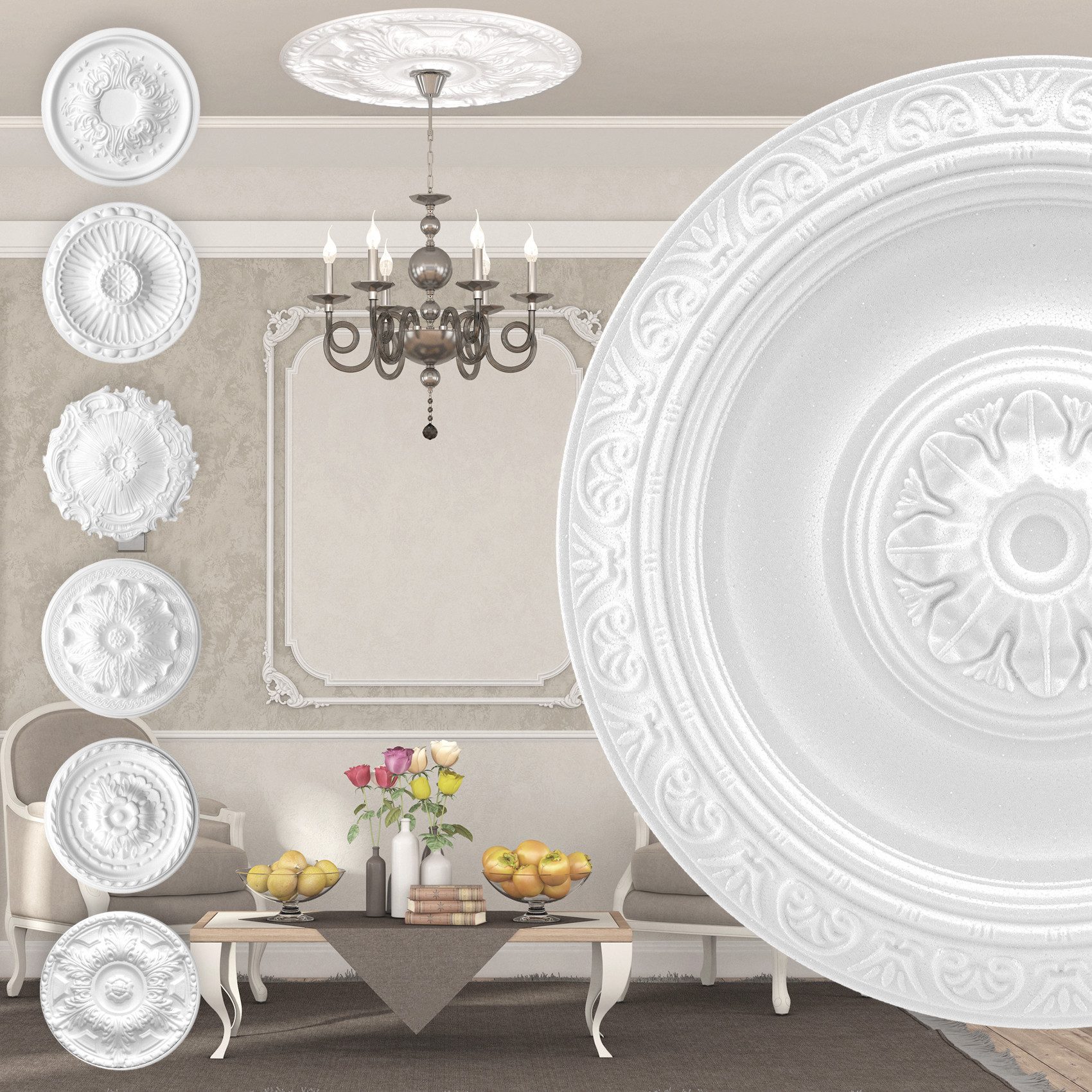 marbet design Wanddekoobjekt R-20 (Stuckrosette aus günstig online kaufen