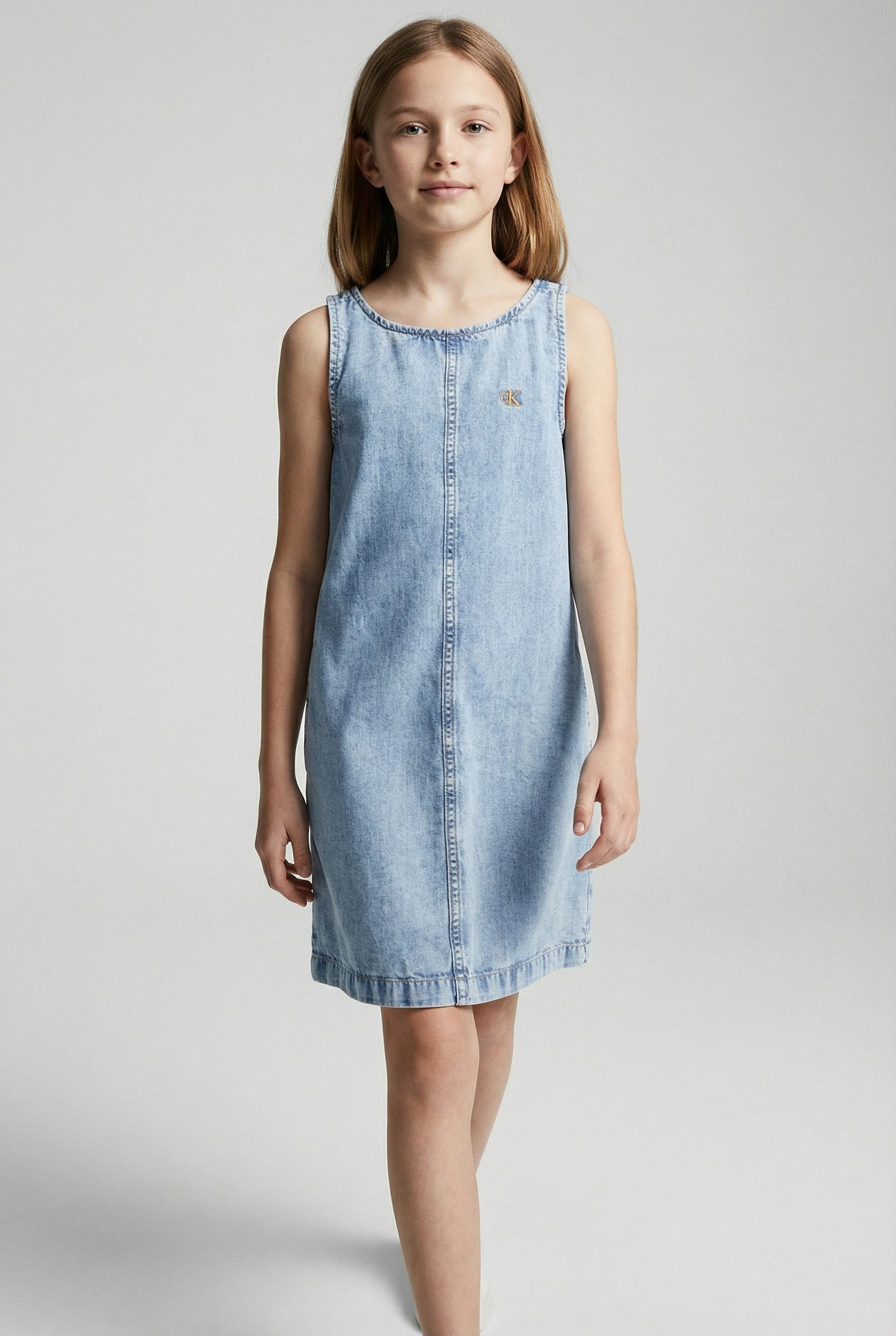 Calvin Klein Jeans Jeanskleid DENIM SLEEVELESS DRESS Regular fit für Kinder mit Rundhalsausschnitt