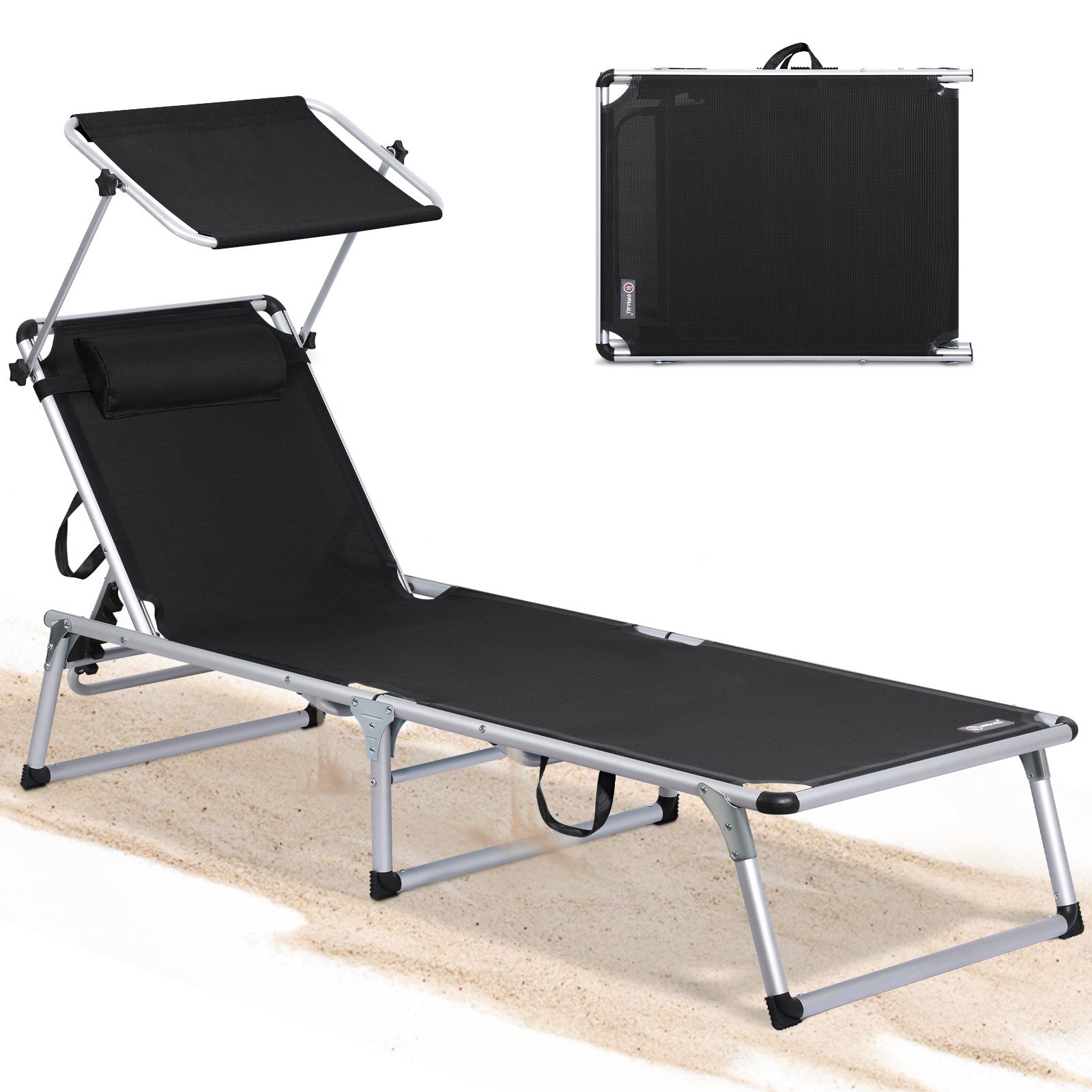 HOMECALL Gartenliege Leicht Sonnenliege Klappbar Alu Liegestuhl Strandliege günstig online kaufen