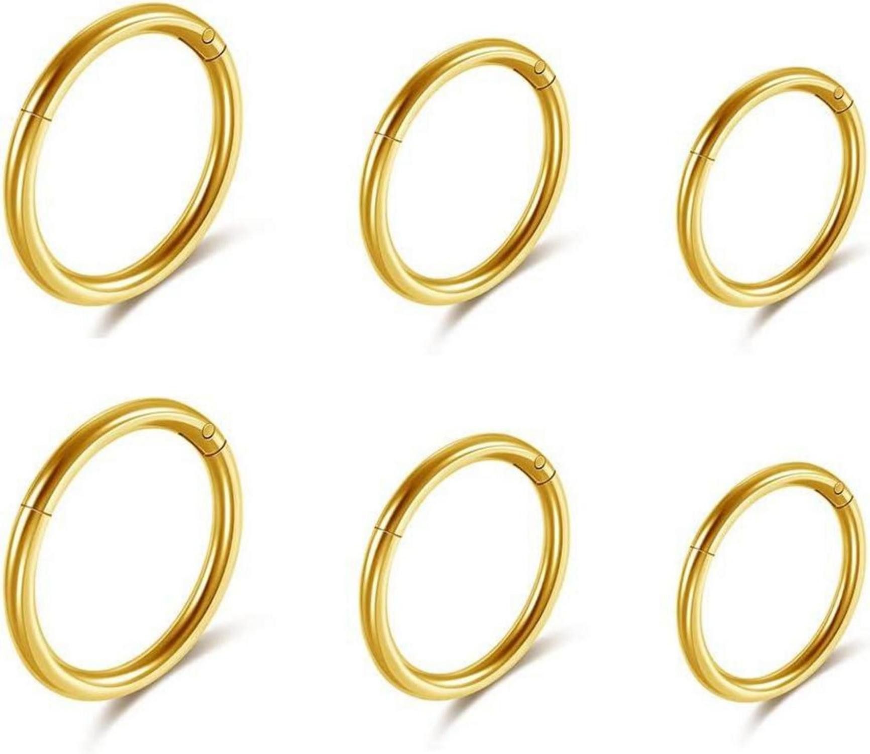 Nasenpiercing-Set 6er Chirurgenstahl Nasenring Gold 8-12mm 16ga Segmentring Clicker