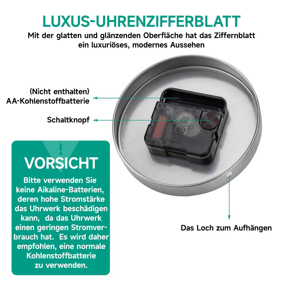 MOPUEA Wanduhr DIY Wanduhr 80-120cm große einfache-Wanduhr 3D Zahlen stille Acryl-Uhr (Lautlos für Restaurants Wohnzimmer Schlafzimmer Dekoration Uhr) – Bild 5 von 5