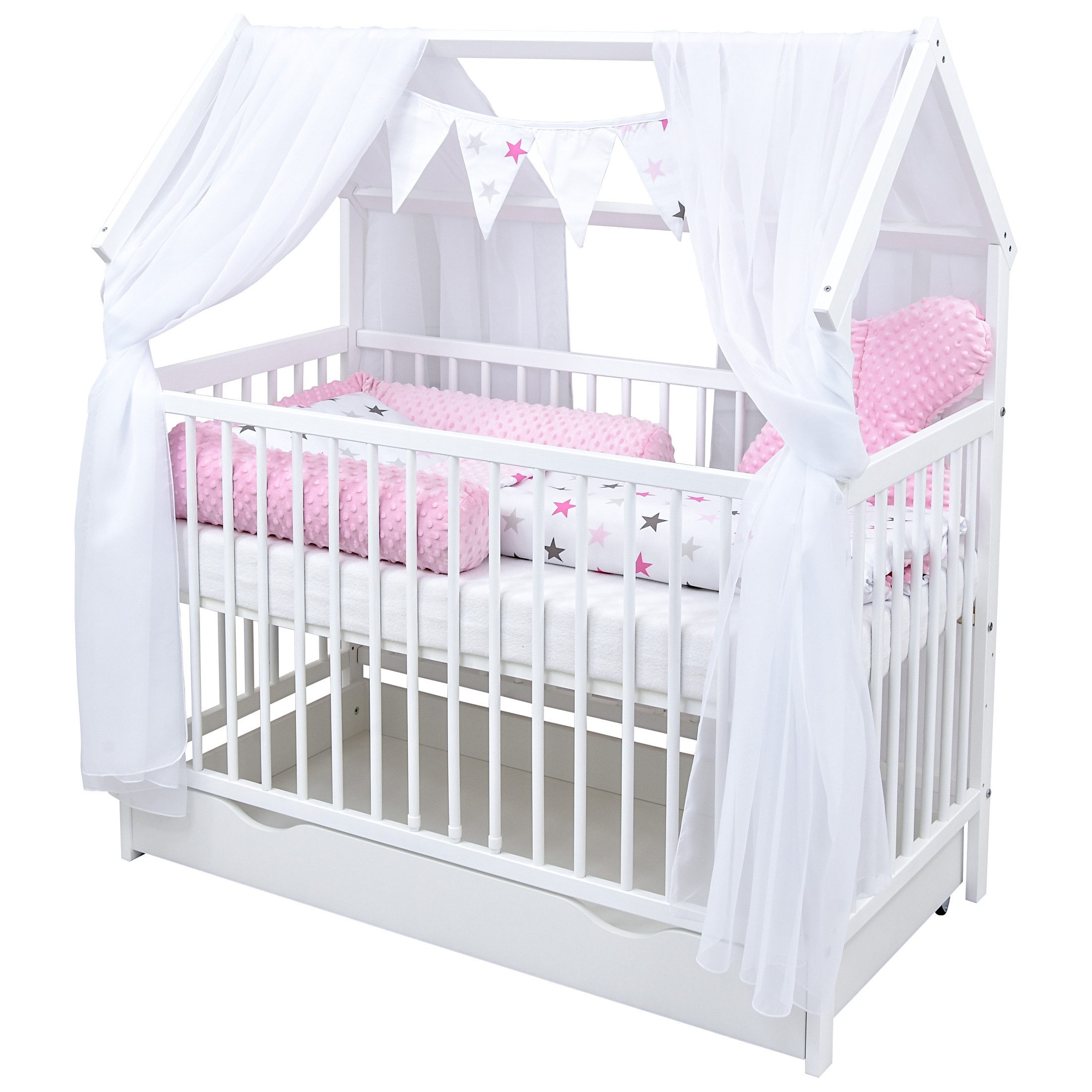 Baby-Delux Komplettbett Hausbett Babybett Schublade Schutzgitter günstig online kaufen
