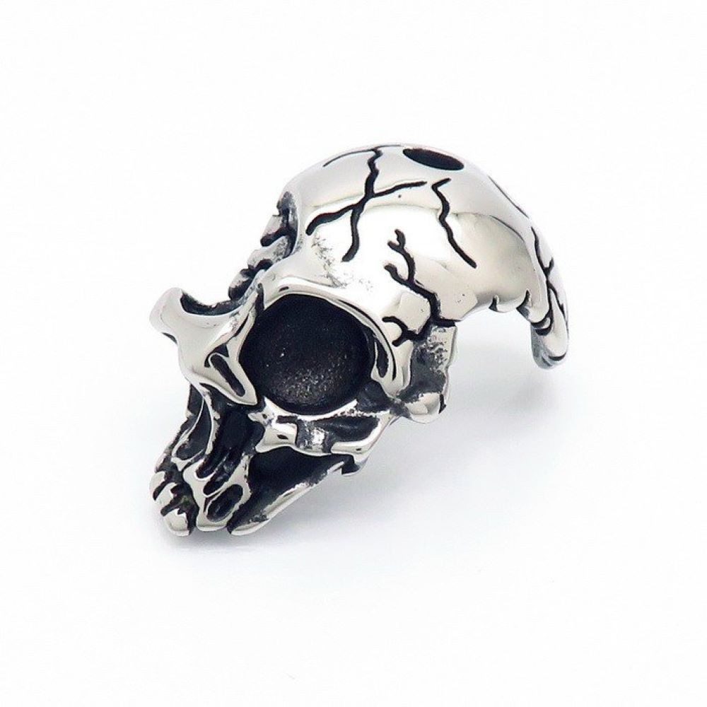 BUNGSA Kettenanhänger Anhänger halber Totenkopf/Schädel Silber aus Edelstahl Unisex (1-tlg), Pendant Halsketten