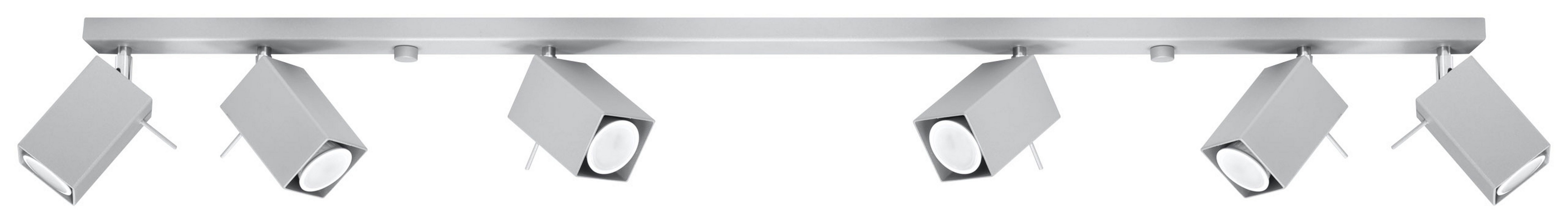 Licht-Erlebnisse Deckenstrahler FALERIA, ohne Leuchtmittel, Deckenspot 120 cm lang 6-flammig Grau Metall Modern Deckenlampe